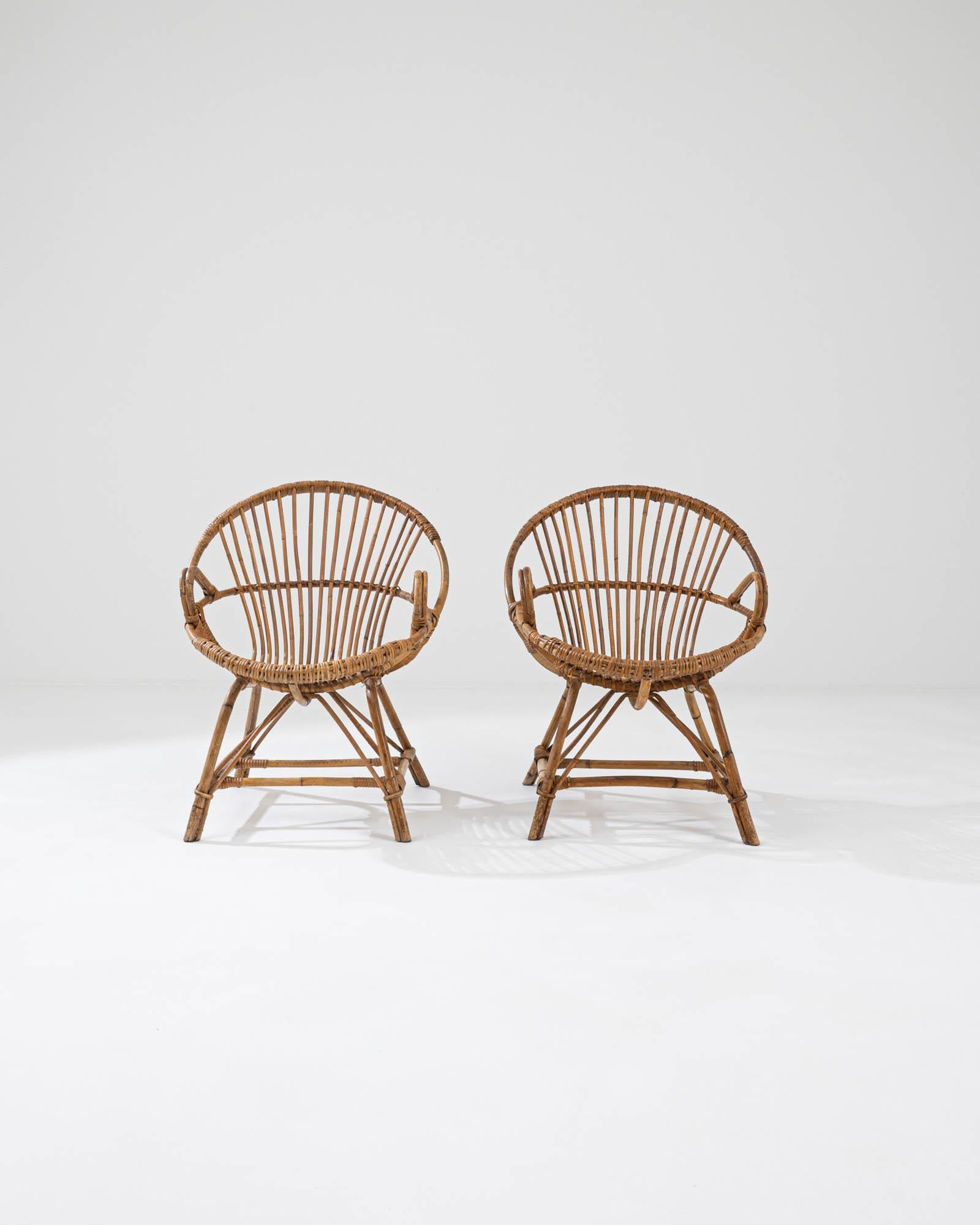 20th Century 1960s French Pair of Bamboo Armchairs