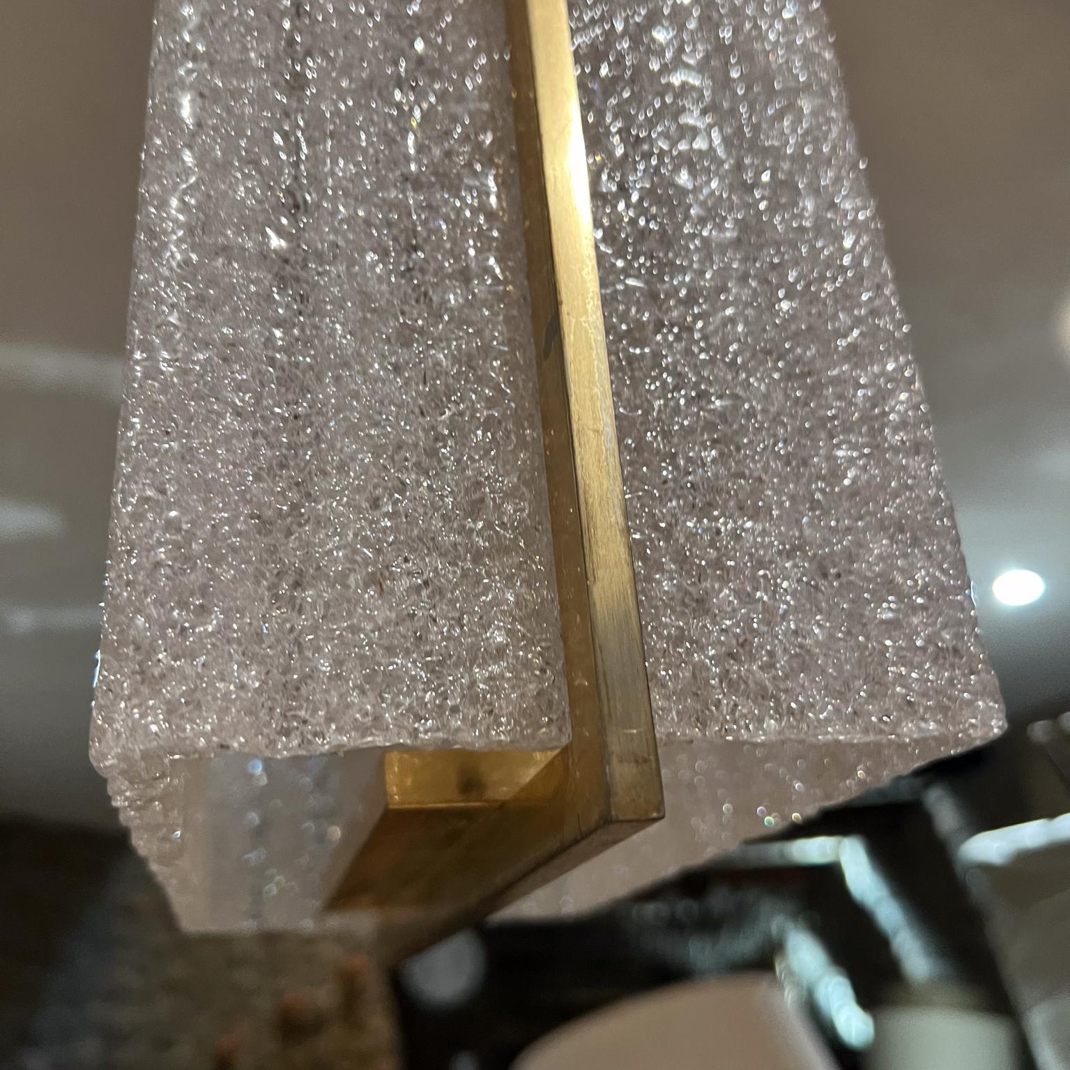 1960s French Pendant Lamp Style Maison Arlus Textured Plexiglass Brass For Sale 3