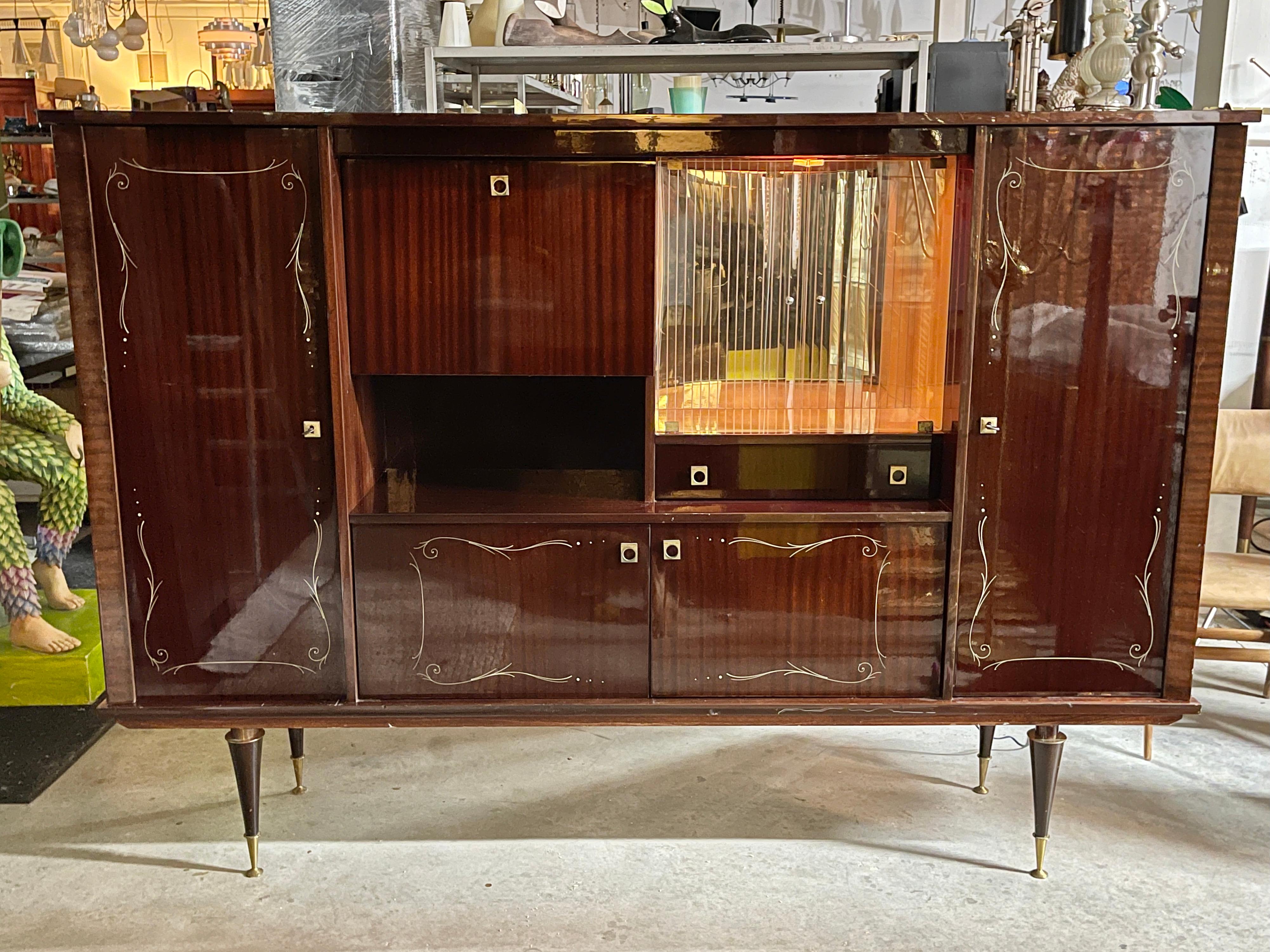 1960's French Polished Mahogany Bar & Buffet For Sale 6