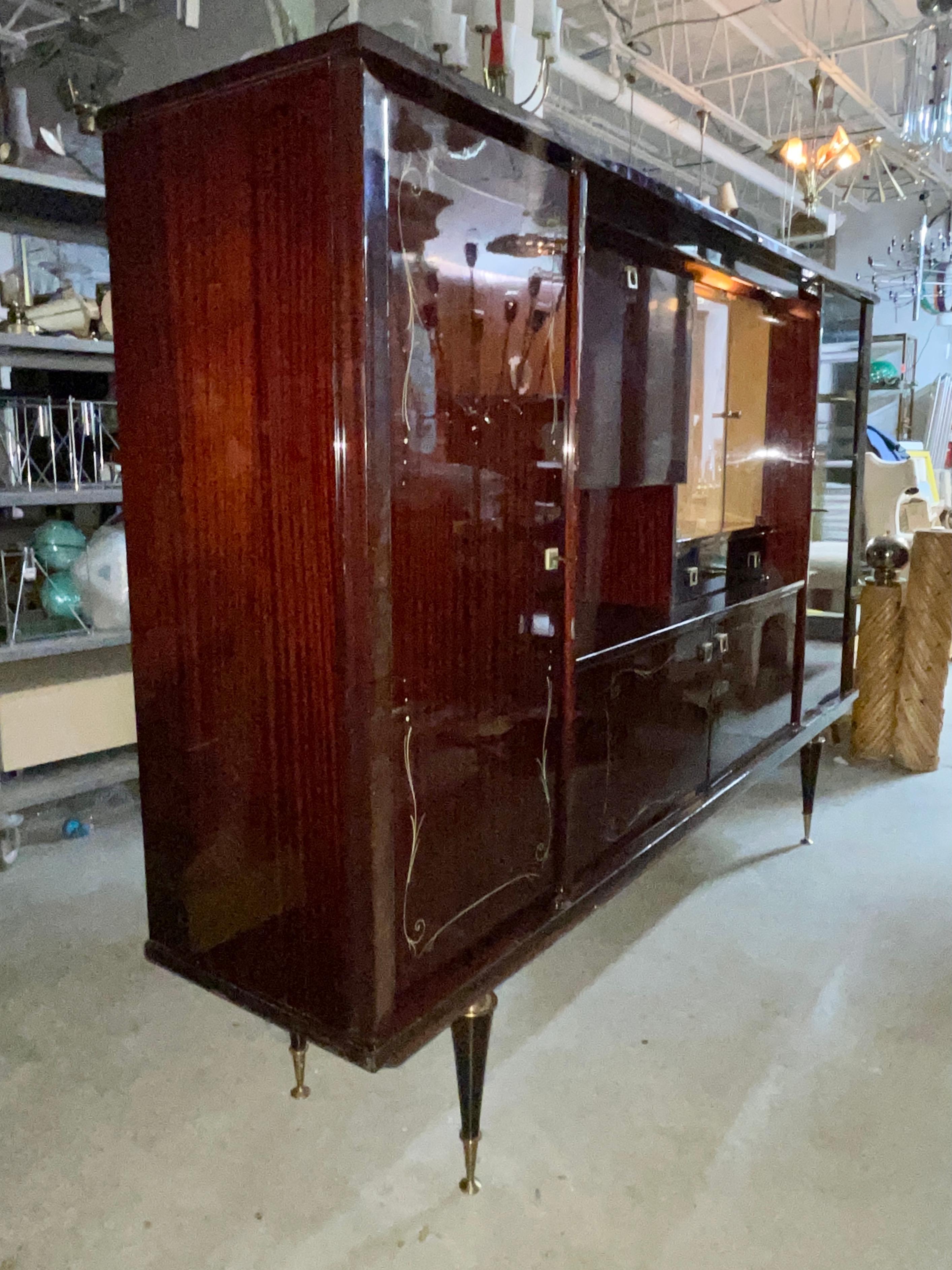 1960's French Polished Mahogany Bar & Buffet For Sale 8