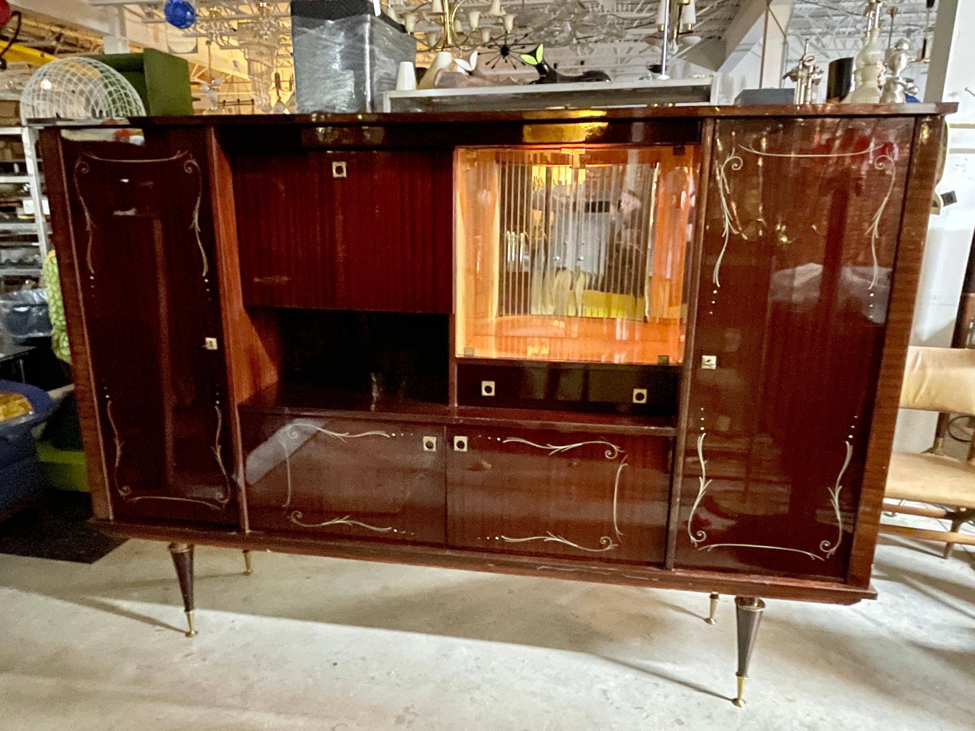 1960's French Polished Mahogany Bar & Buffet For Sale 11
