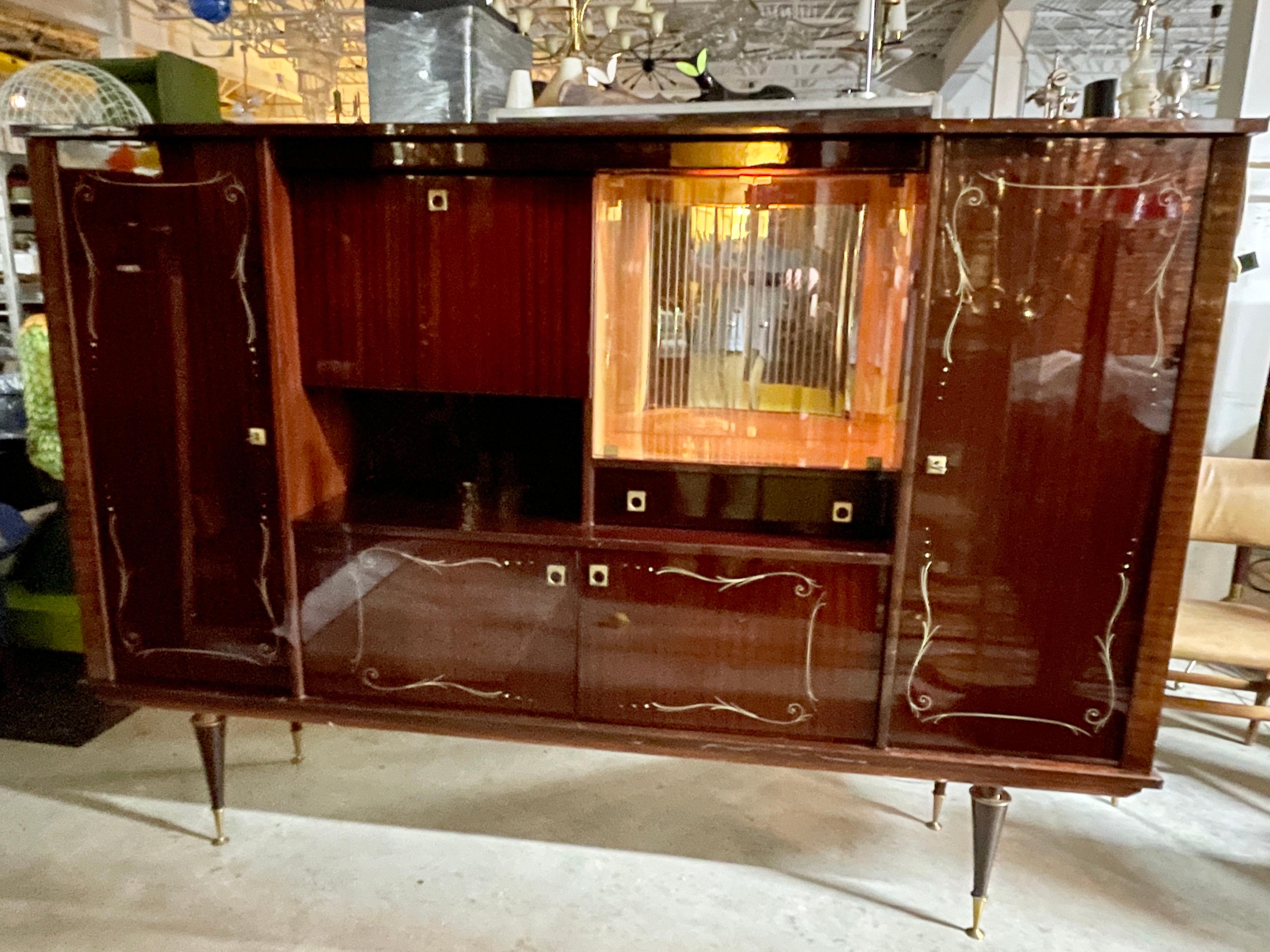 1960's French Polished Mahogany Bar & Buffet For Sale 12