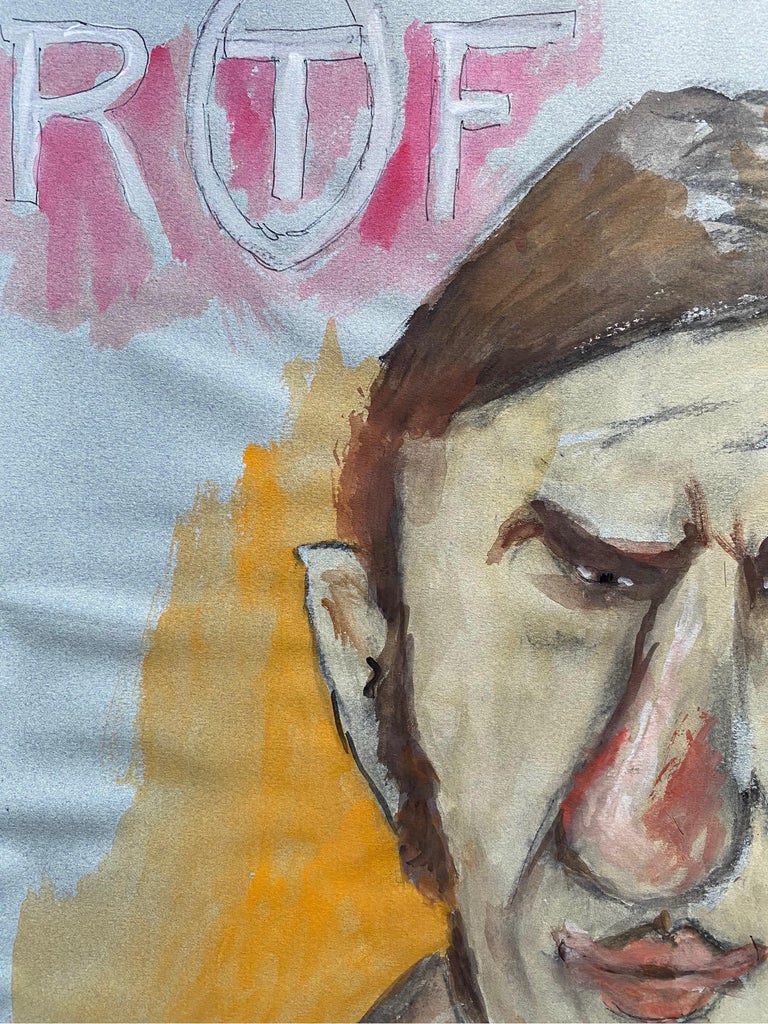 1960's French Portrait Grumpy Man Caricature For Sale at 1stDibs