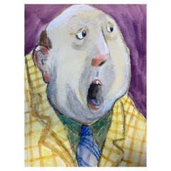 1960er Jahre Französisches Porträt Jaw Dropped Man Caricature