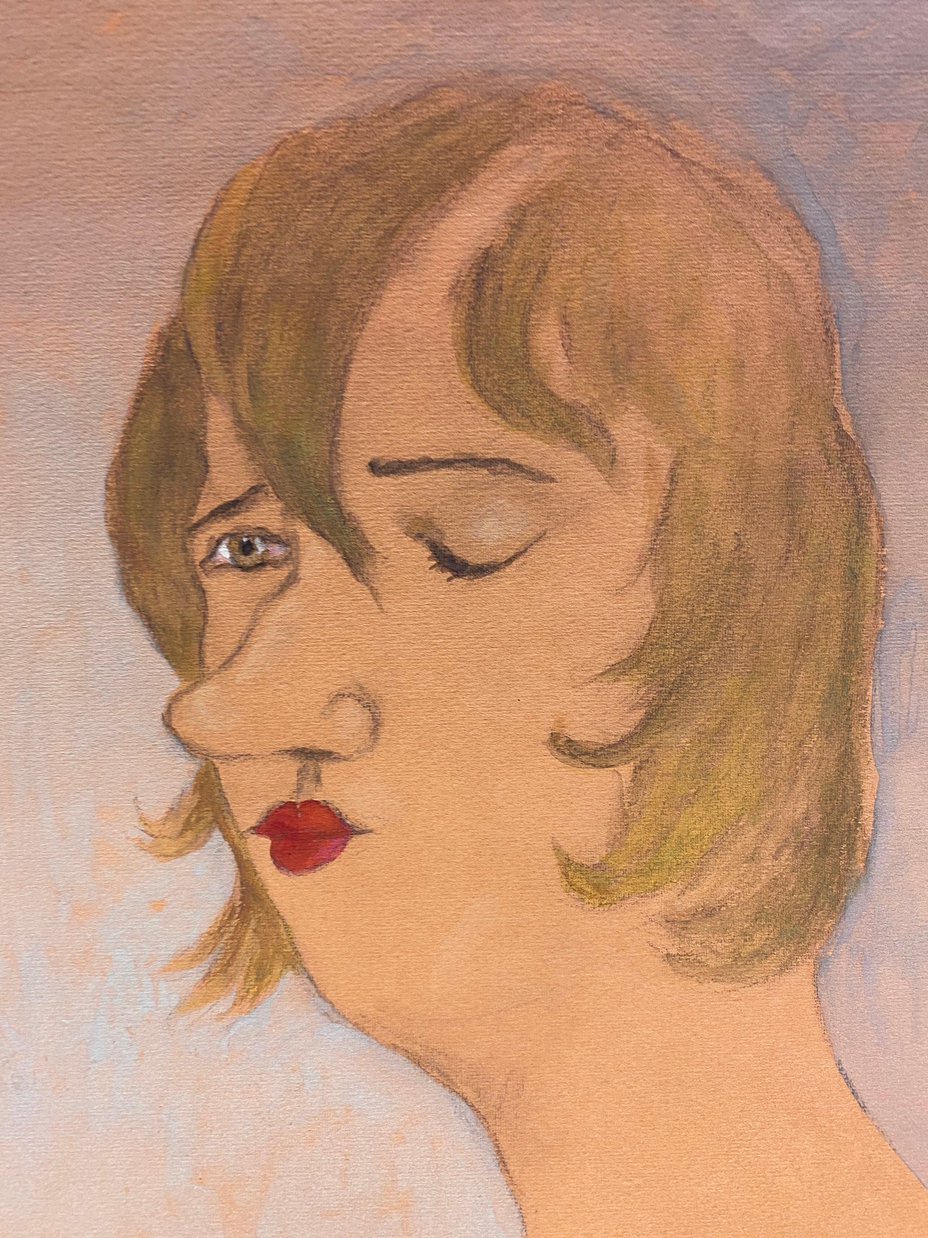 Portrait français des années 1960 d'une femme avec un œil fermé en vente 2
