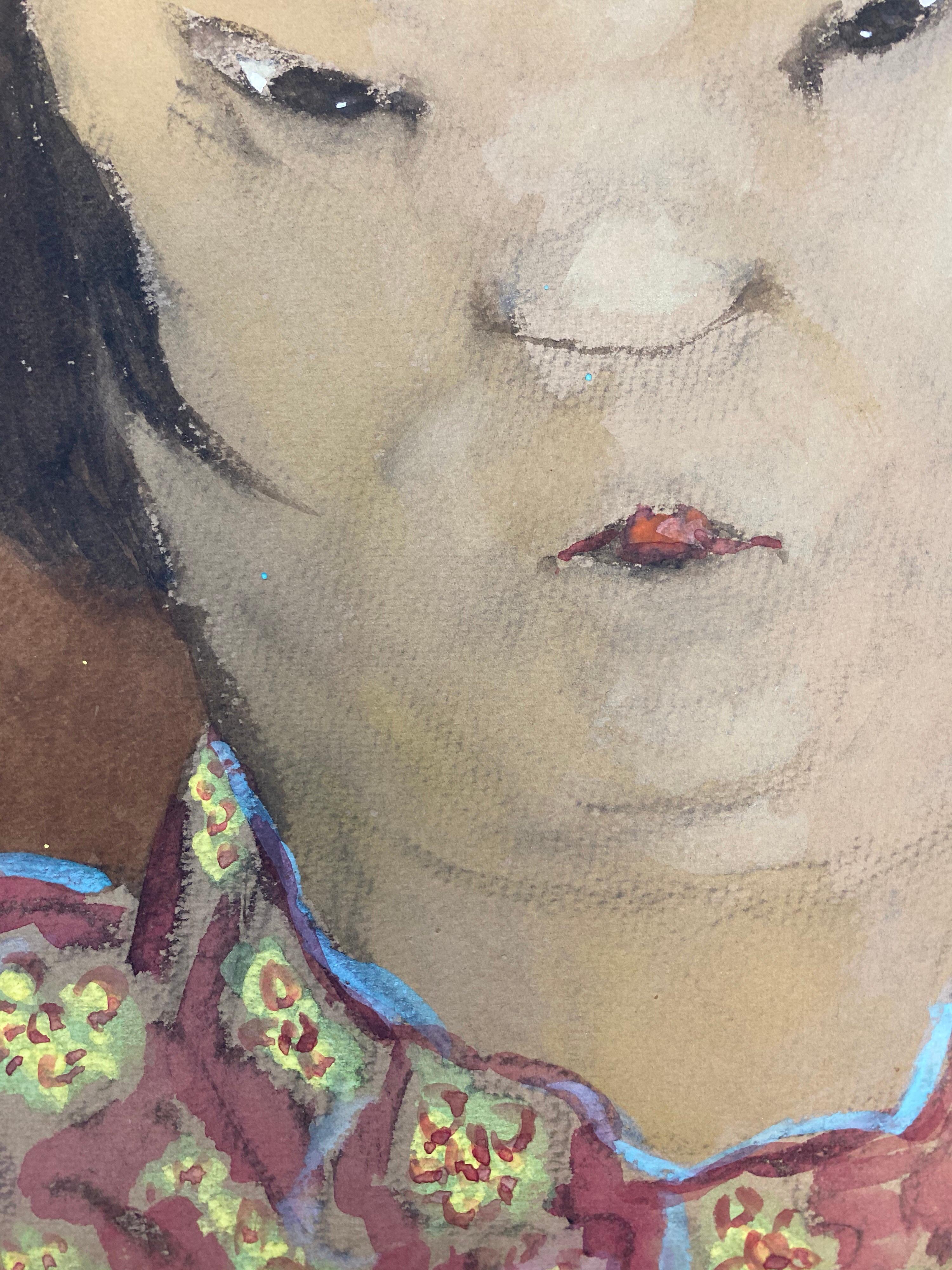 Retrato francés de los años 60 Caricatura de dama oriental Otro en venta