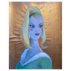 Französisches Porträt, stilvolles Karikatur-Mode-Model einer jungen Dame, 1960er Jahre