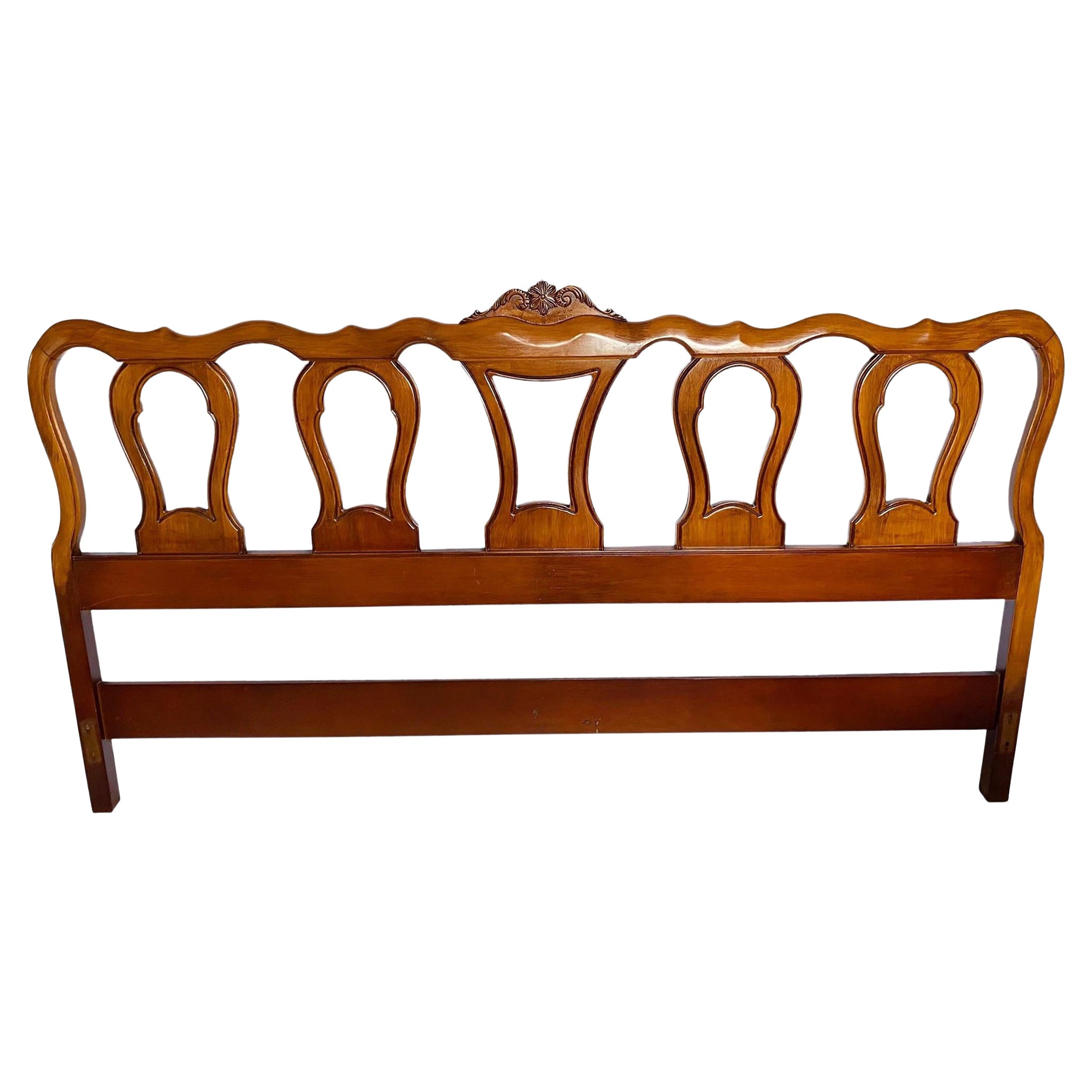 1960s French Provincial Carved King Headboard
