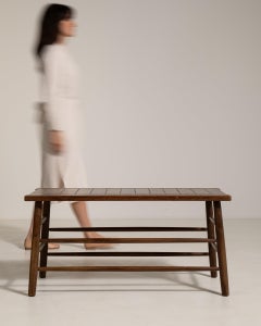 1960s French Provincial Dark Walnut Coffee Table with Slatted Top