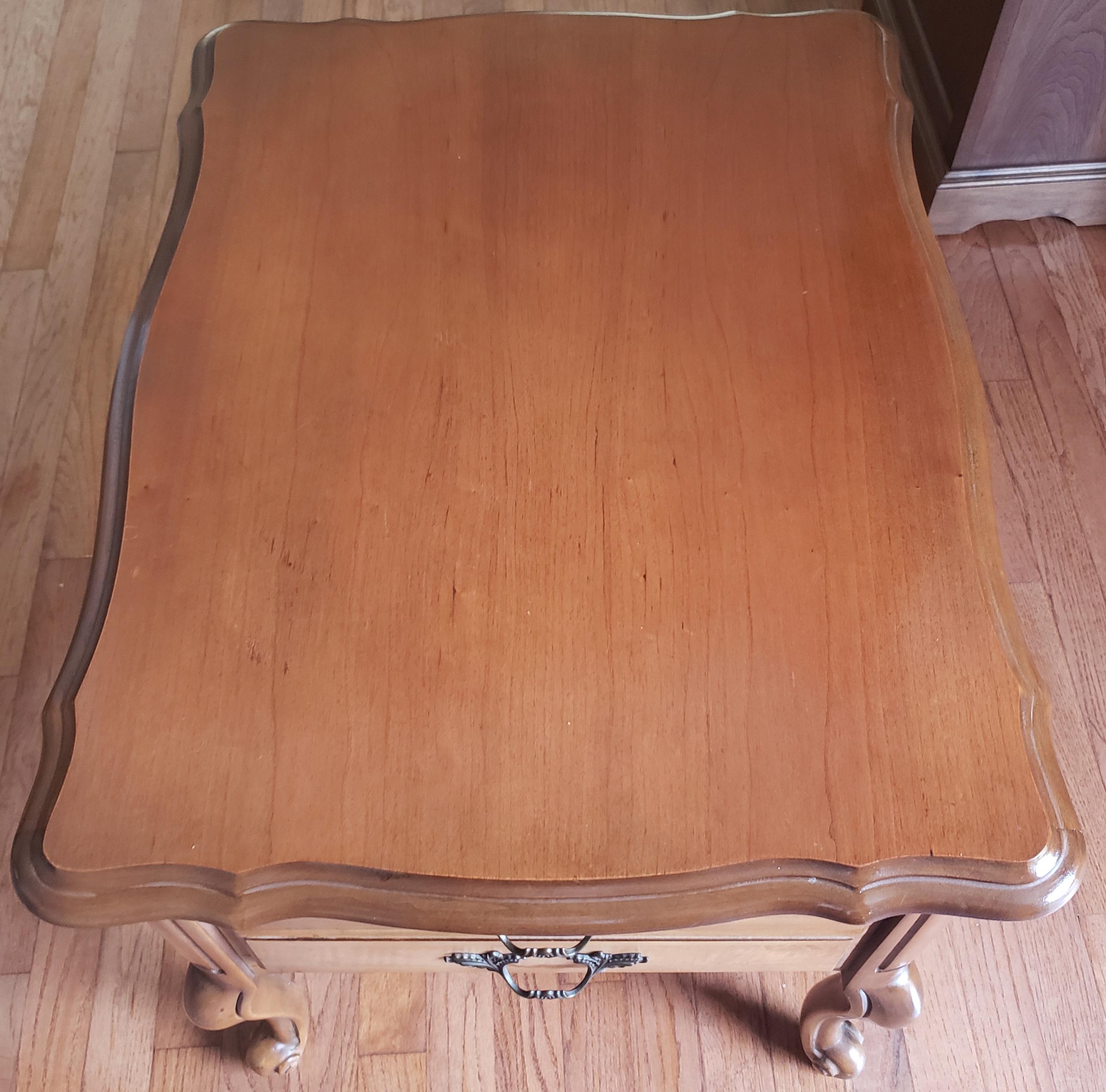 Mid-20th Century 1960s French Provincial Maple Side Tables, a Pair For Sale