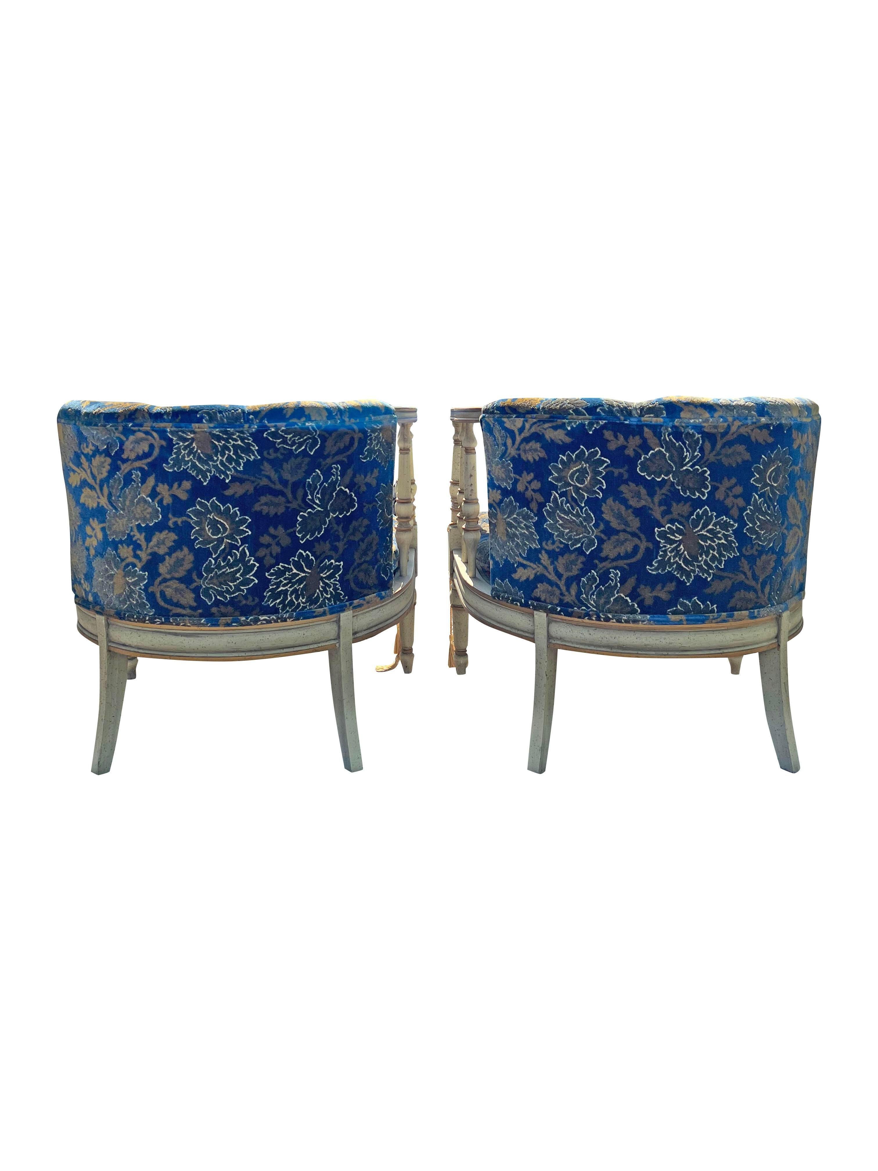 American 1960s French Provincial Style Vintage Lounge Chairs a Pair