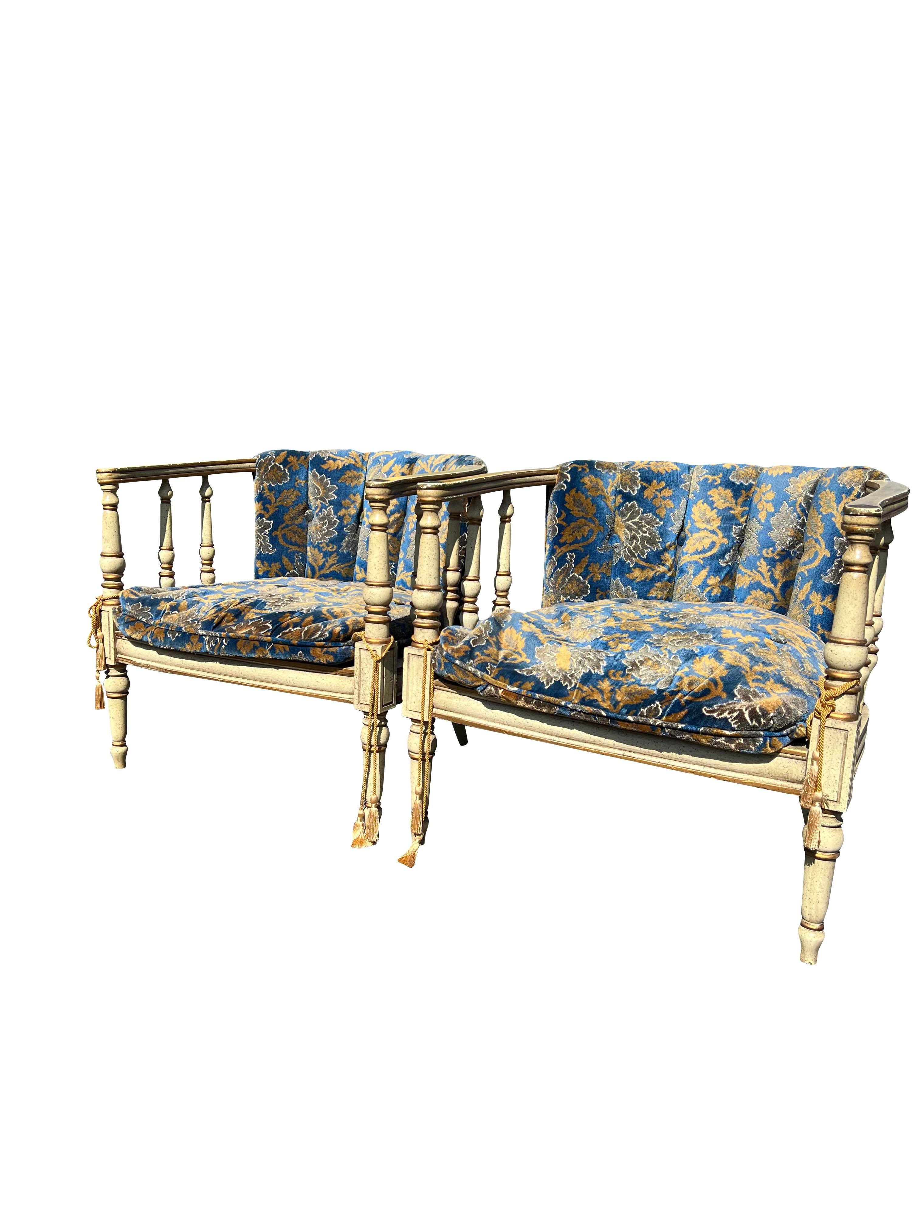 1960s French Provincial Style Vintage Lounge Chairs a Pair In Good Condition In Saddle River, NJ