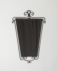 Wandspiegel aus Schmiedeeisen im französischen Landhausstil der 1960er Jahre mit Glas