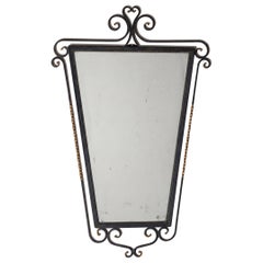 1960s French Provincial Wrought Iron Wall Mirror with Glass