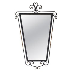 Wandspiegel aus Schmiedeeisen im französischen Landhausstil der 1960er Jahre mit Glas