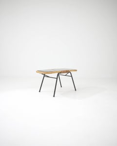 1960s French Rattan and Metal Coffee Table
