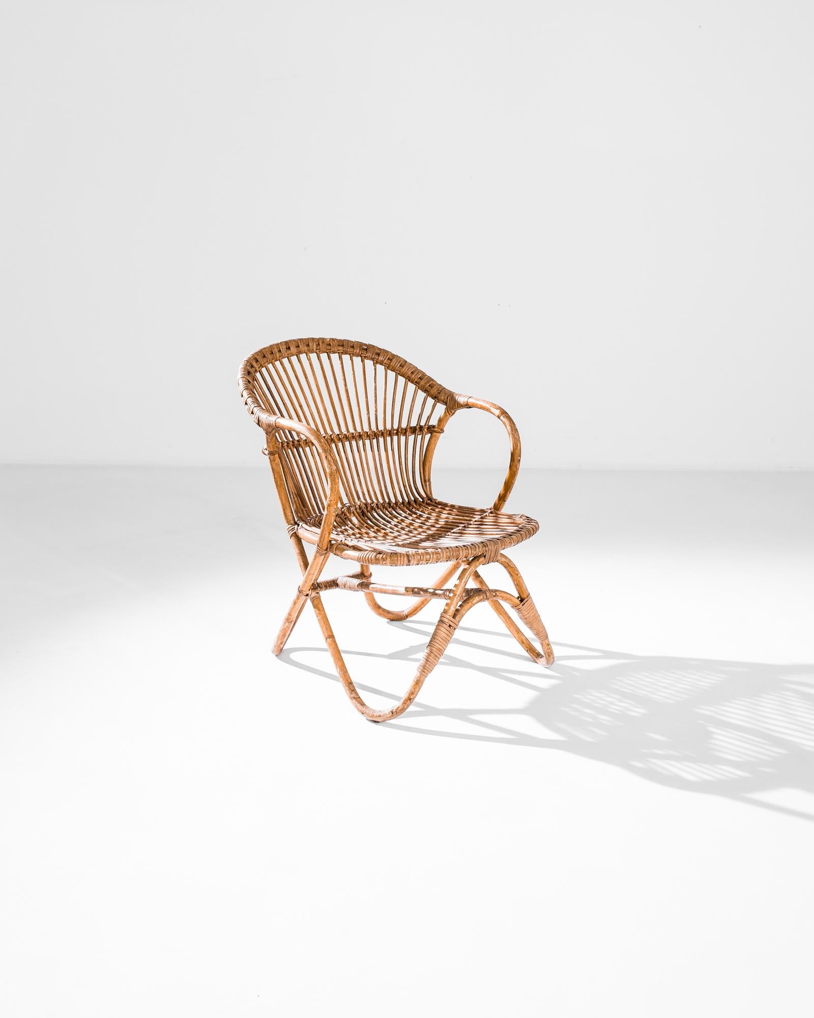 Mid-20th Century 1960s French Rattan Armchair