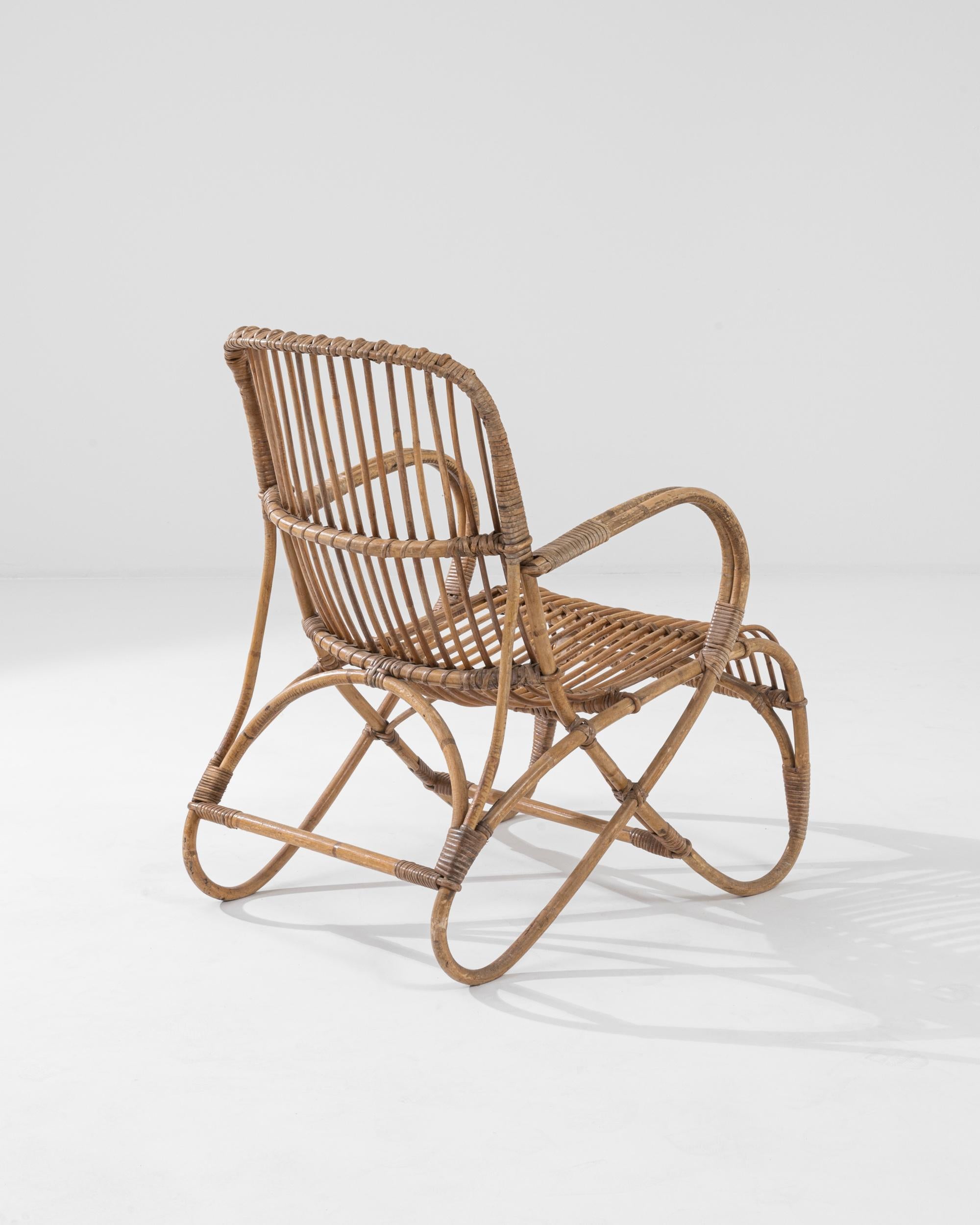 Mid-20th Century 1960s French Rattan Armchair For Sale