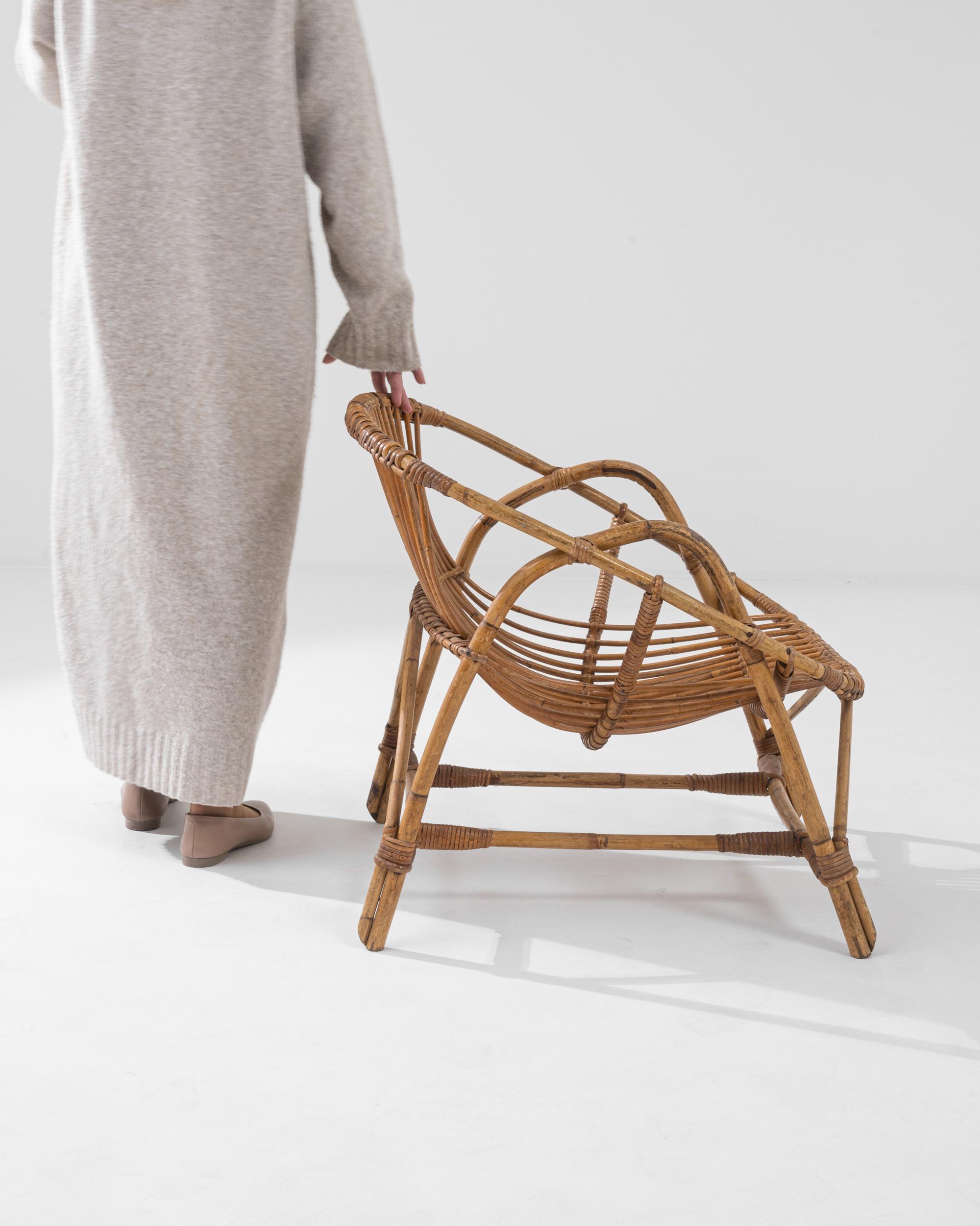 20th Century 1960s French Rattan Armchair