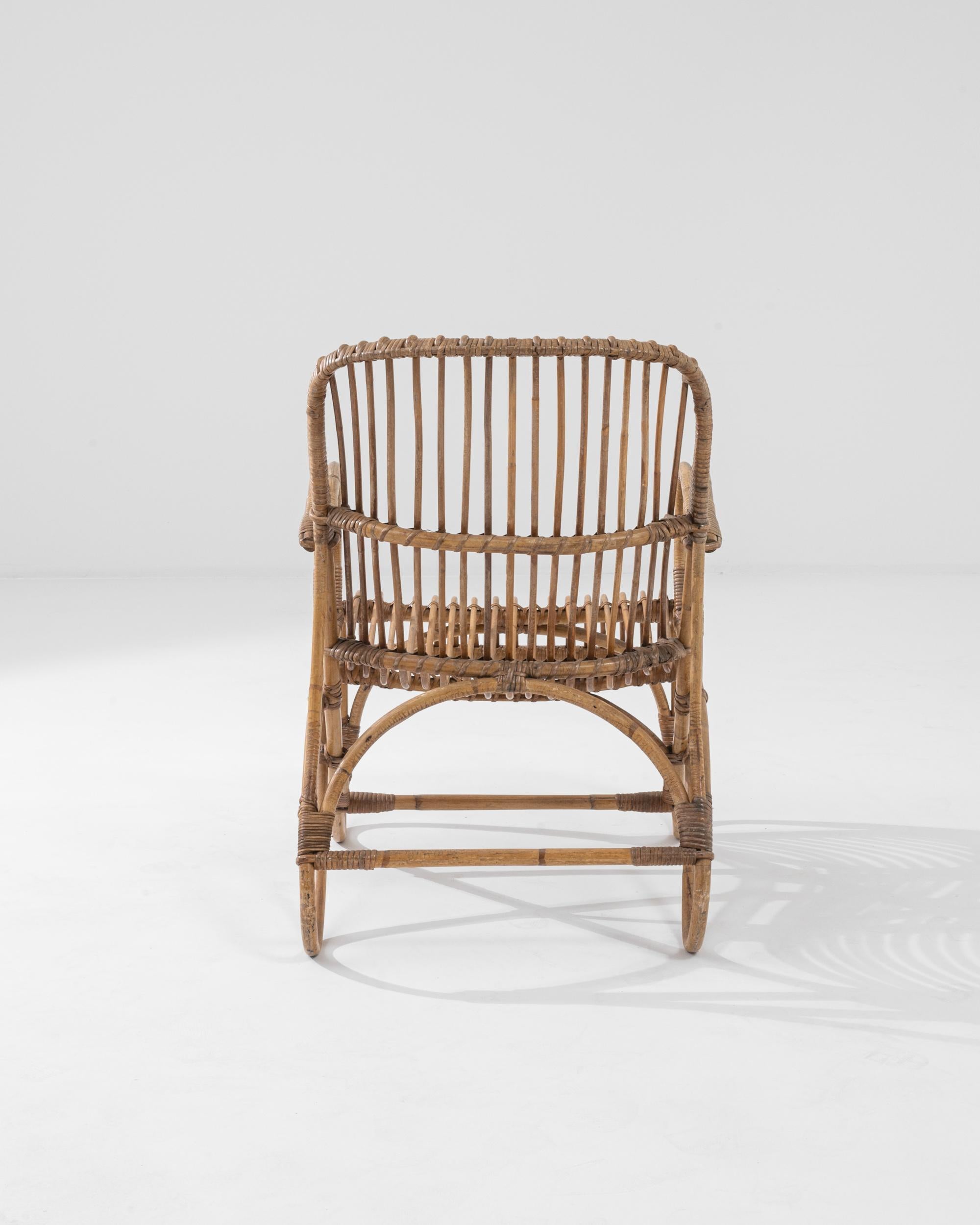 1960s French Rattan Armchair For Sale 1
