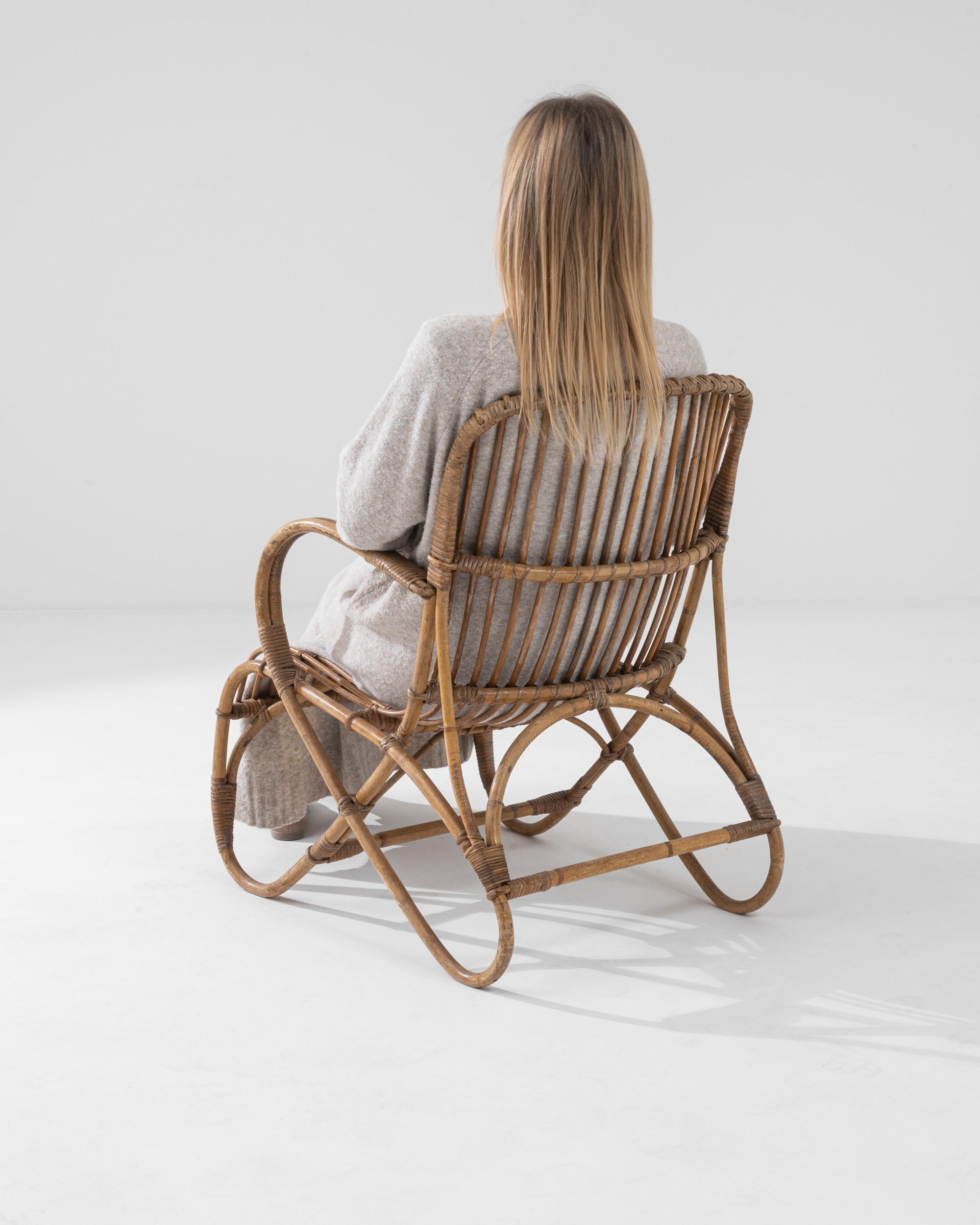 1960s French Rattan Armchair For Sale 3