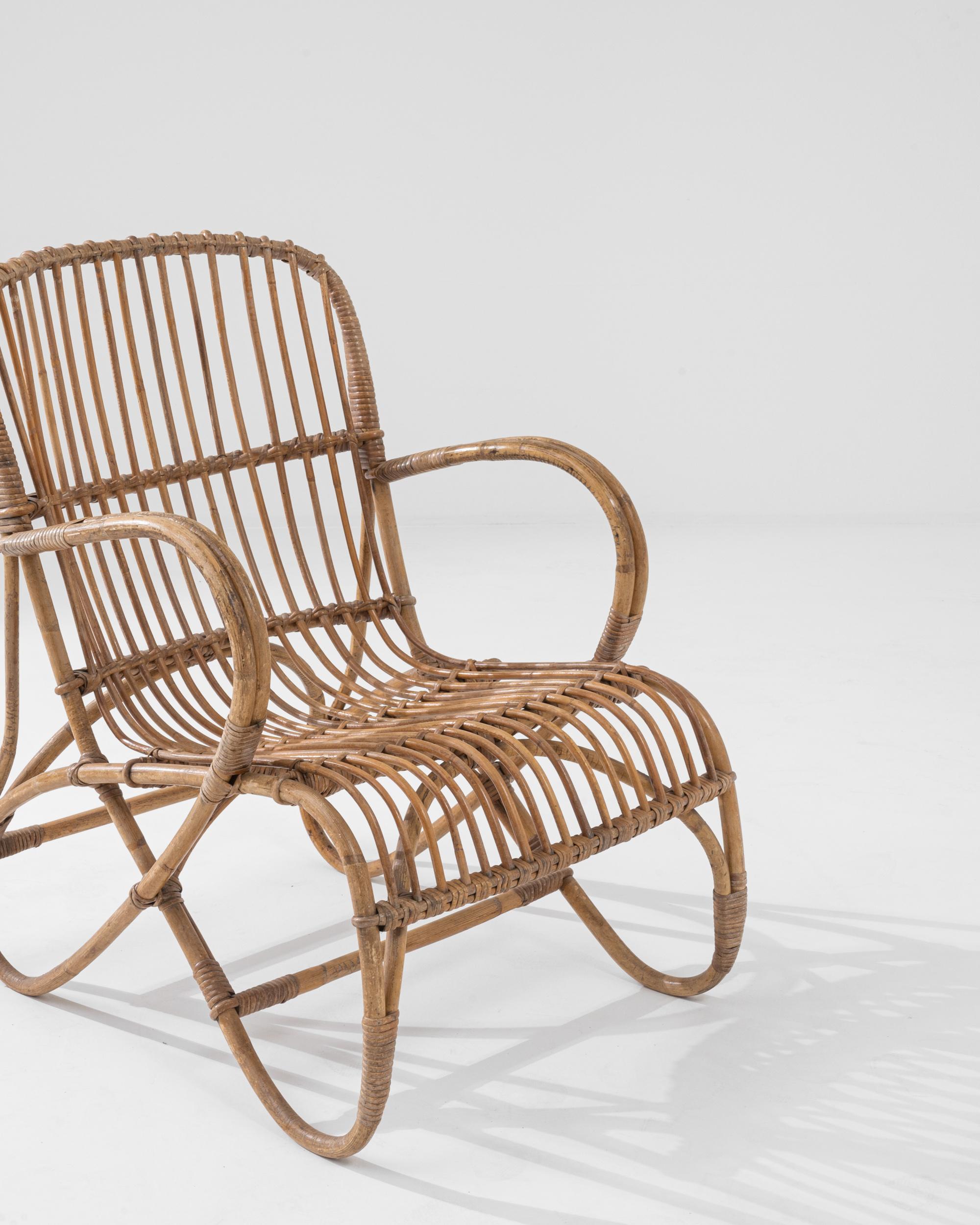 1960s French Rattan Armchair For Sale 4
