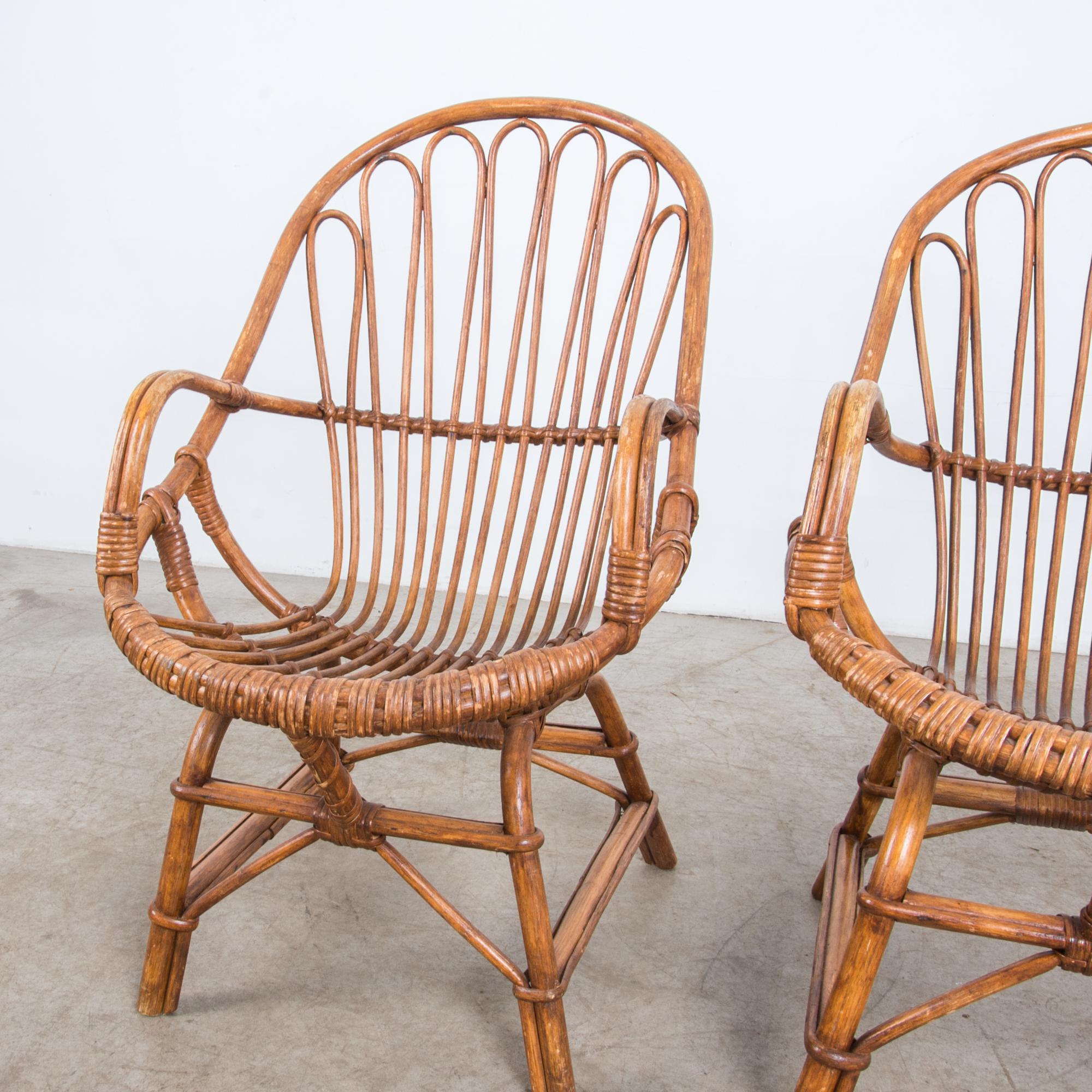 1960s French Rattan Armchairs, a Pair 5