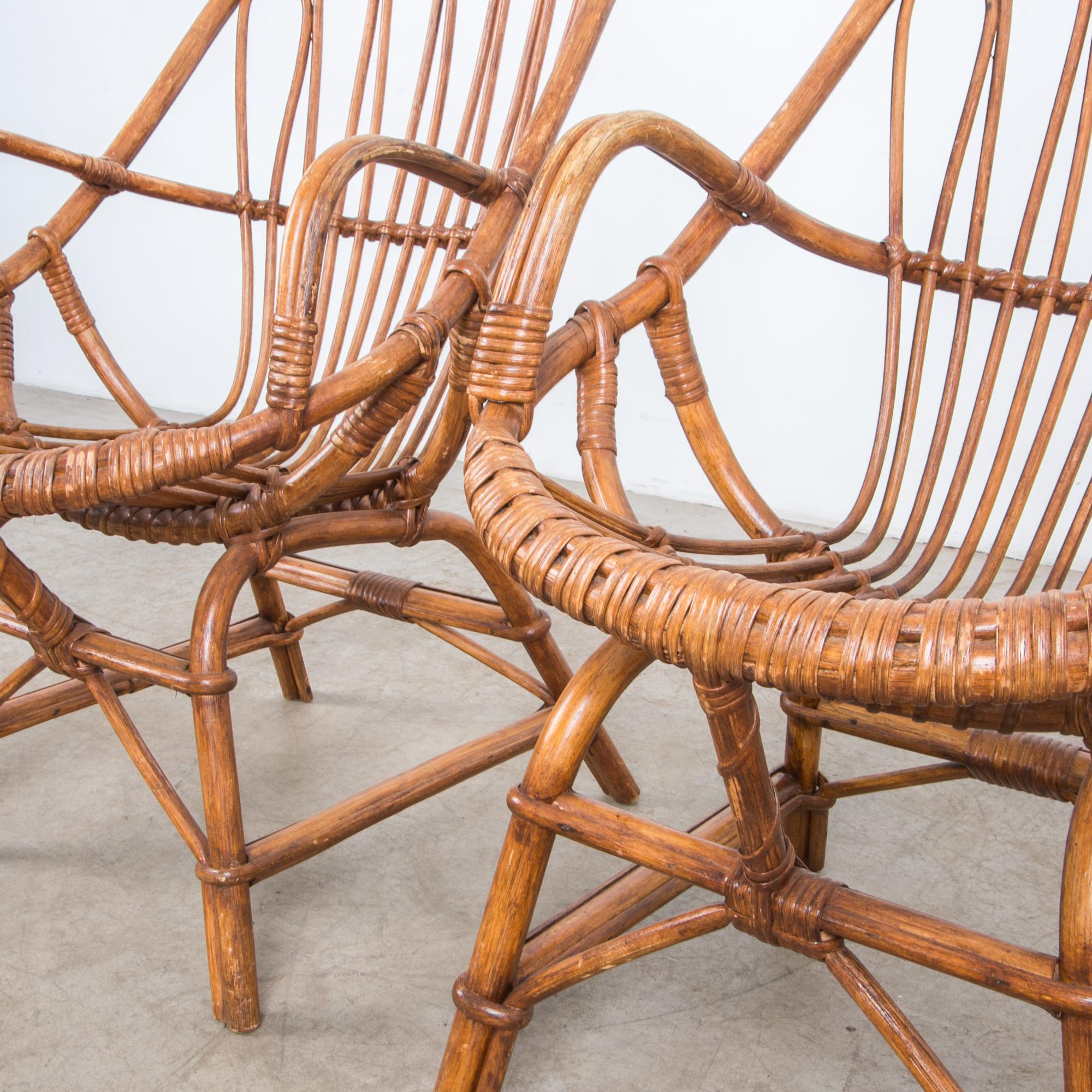 1960s French Rattan Armchairs, a Pair 9