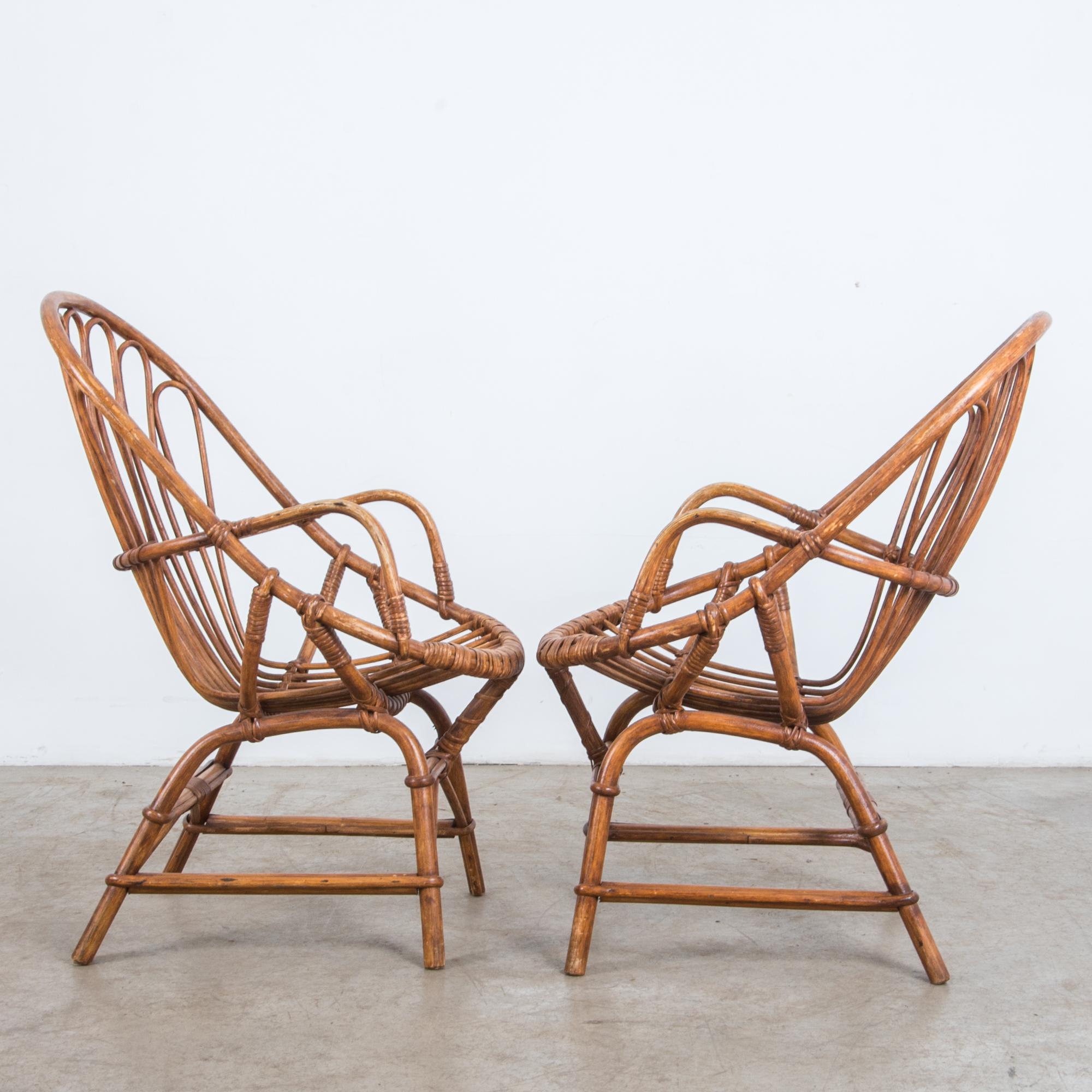 1960s French Rattan Armchairs, a Pair 1