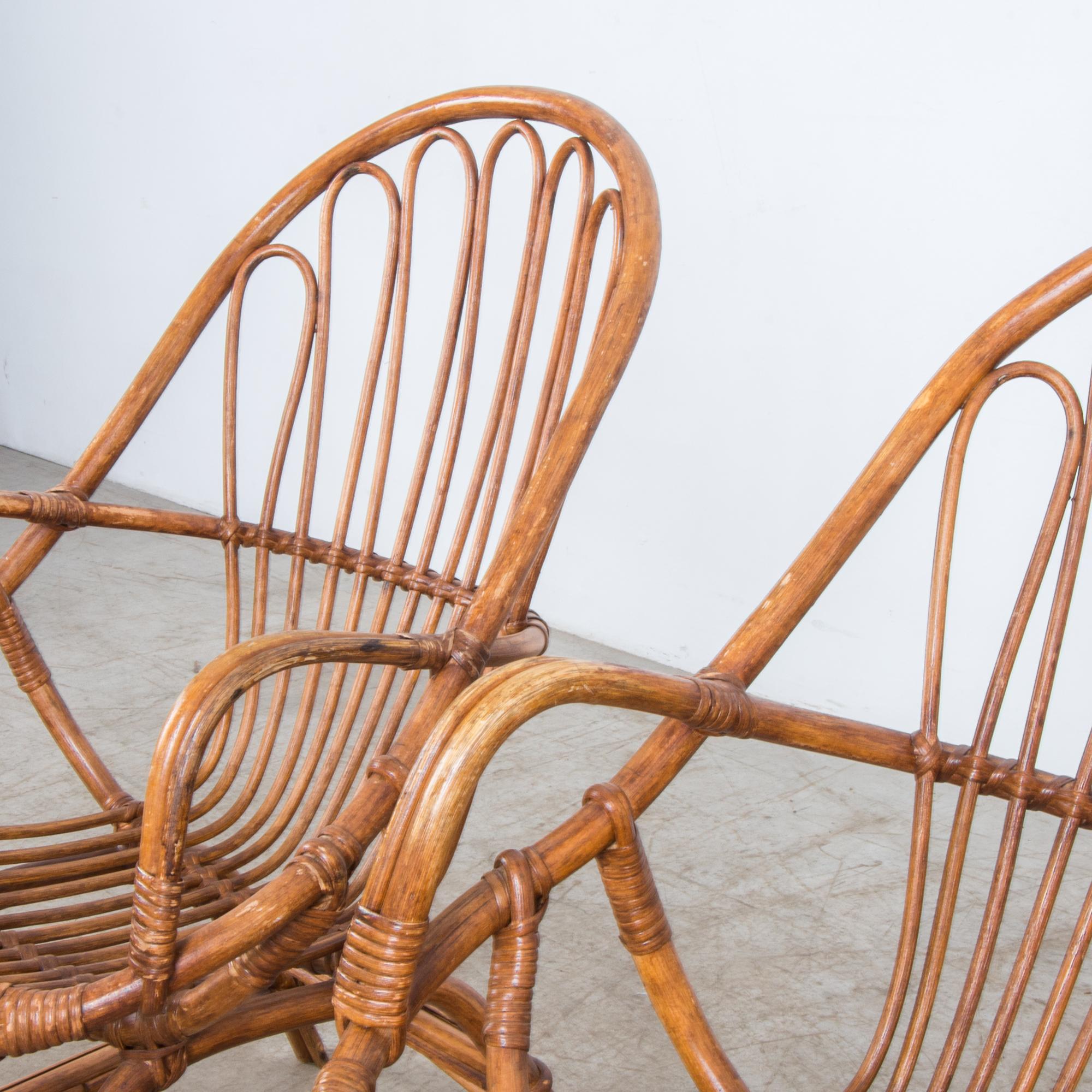 1960s French Rattan Armchairs, a Pair 4