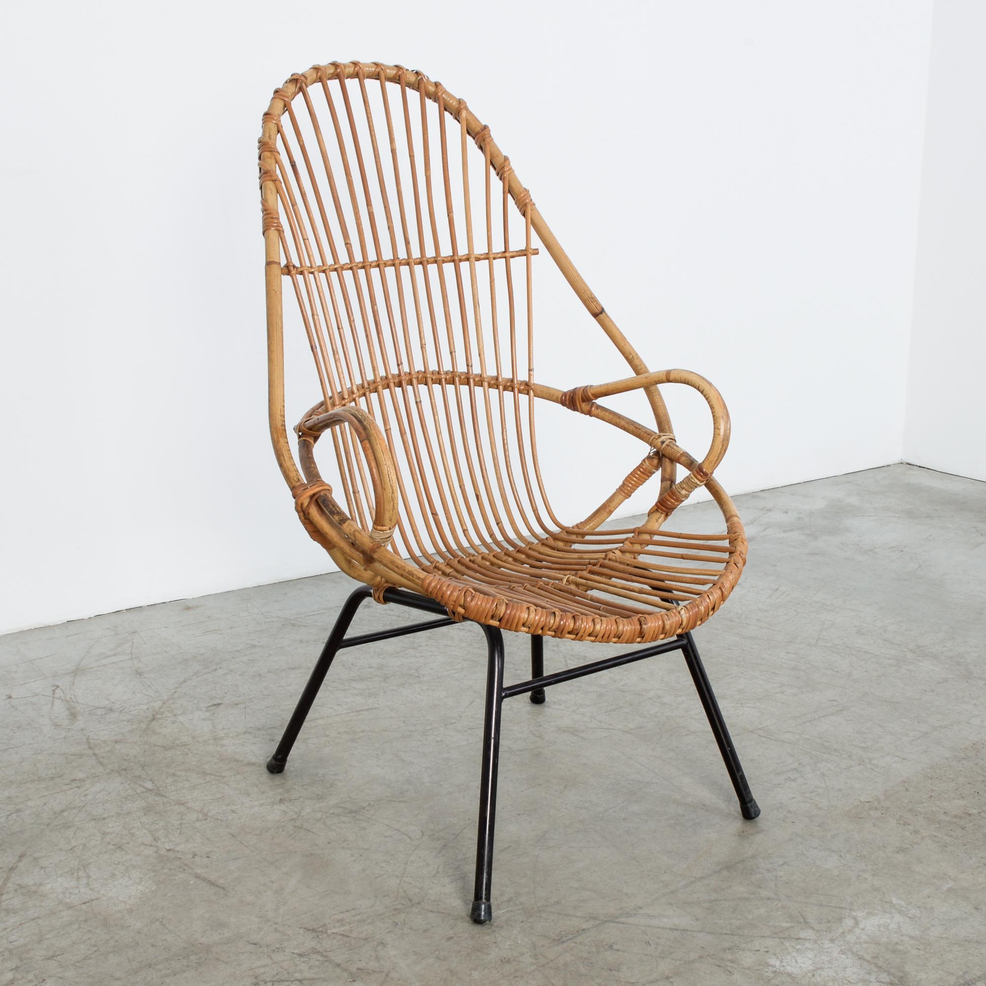 Mid-Century Modern 1960s French Rattan Chair
