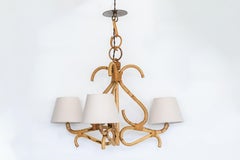 1960's French Rattan Chandelier