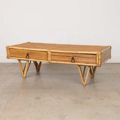 1960s French Rattan Coffee Table