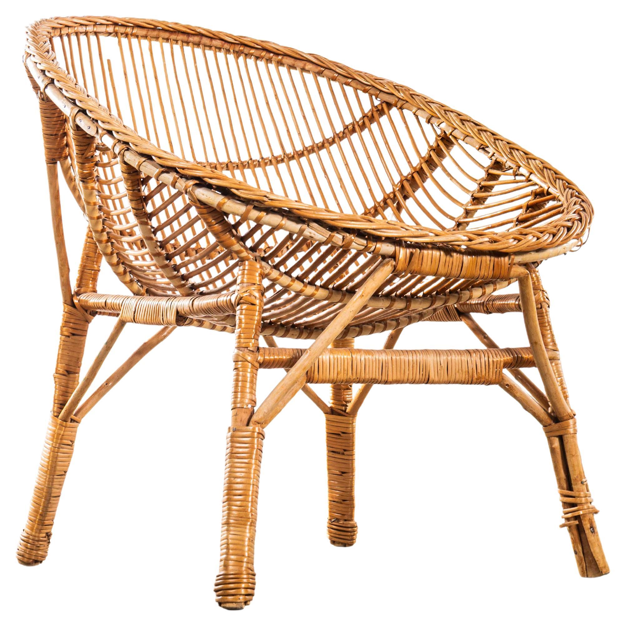 1960's French Rattan Dish Armchair
