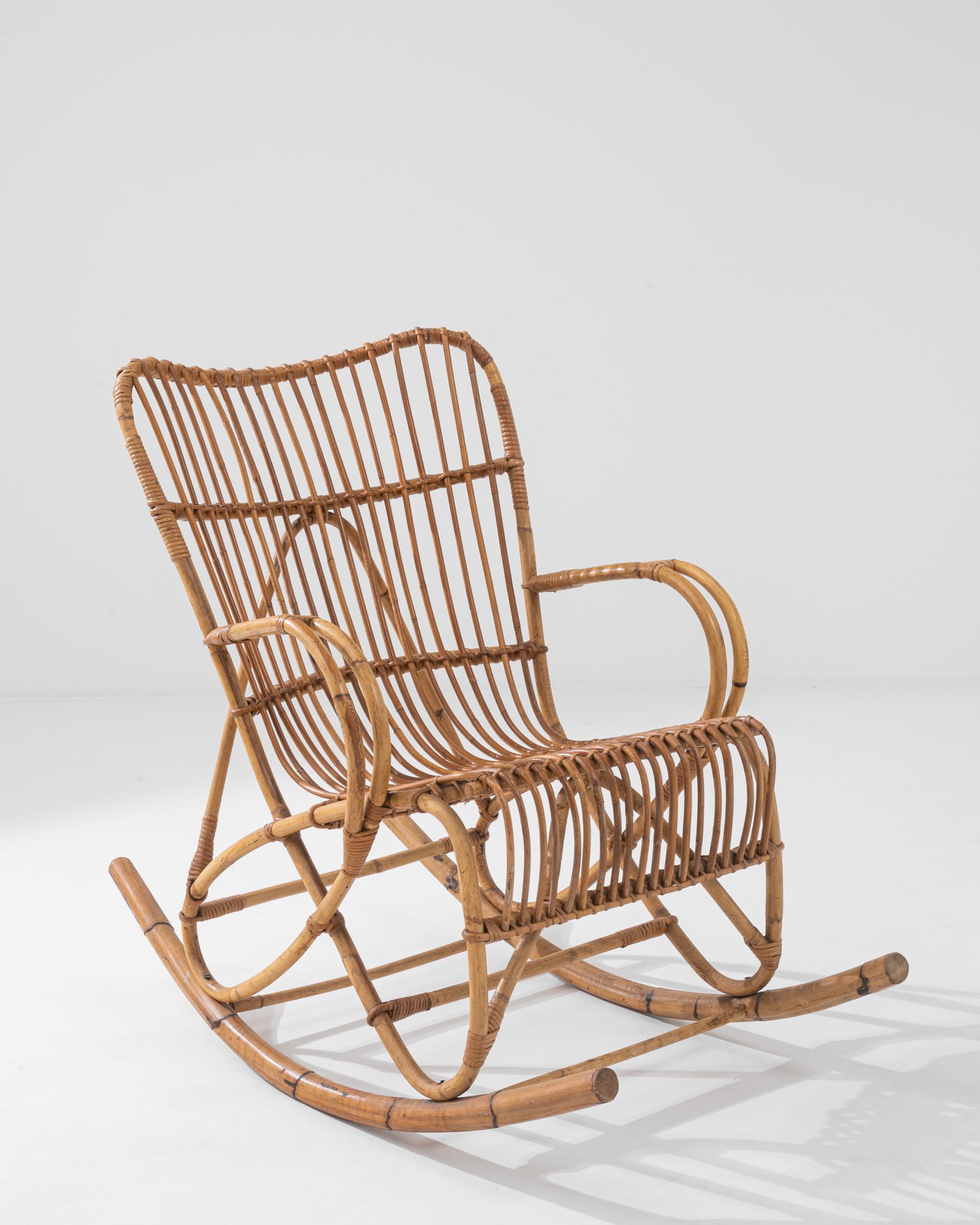 1960s French Rattan Rocking Chair 3