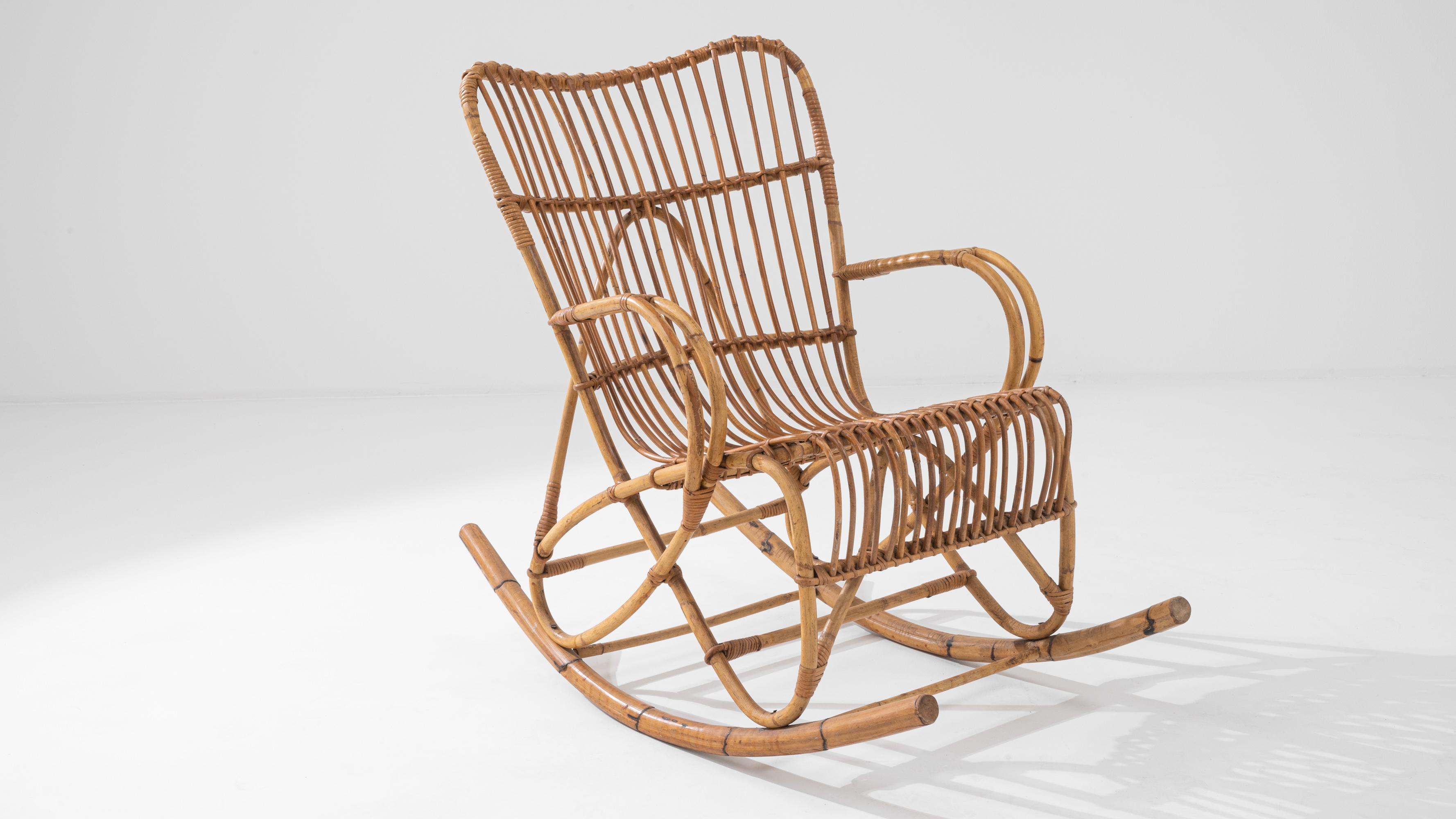 1960s French Rattan Rocking Chair 4
