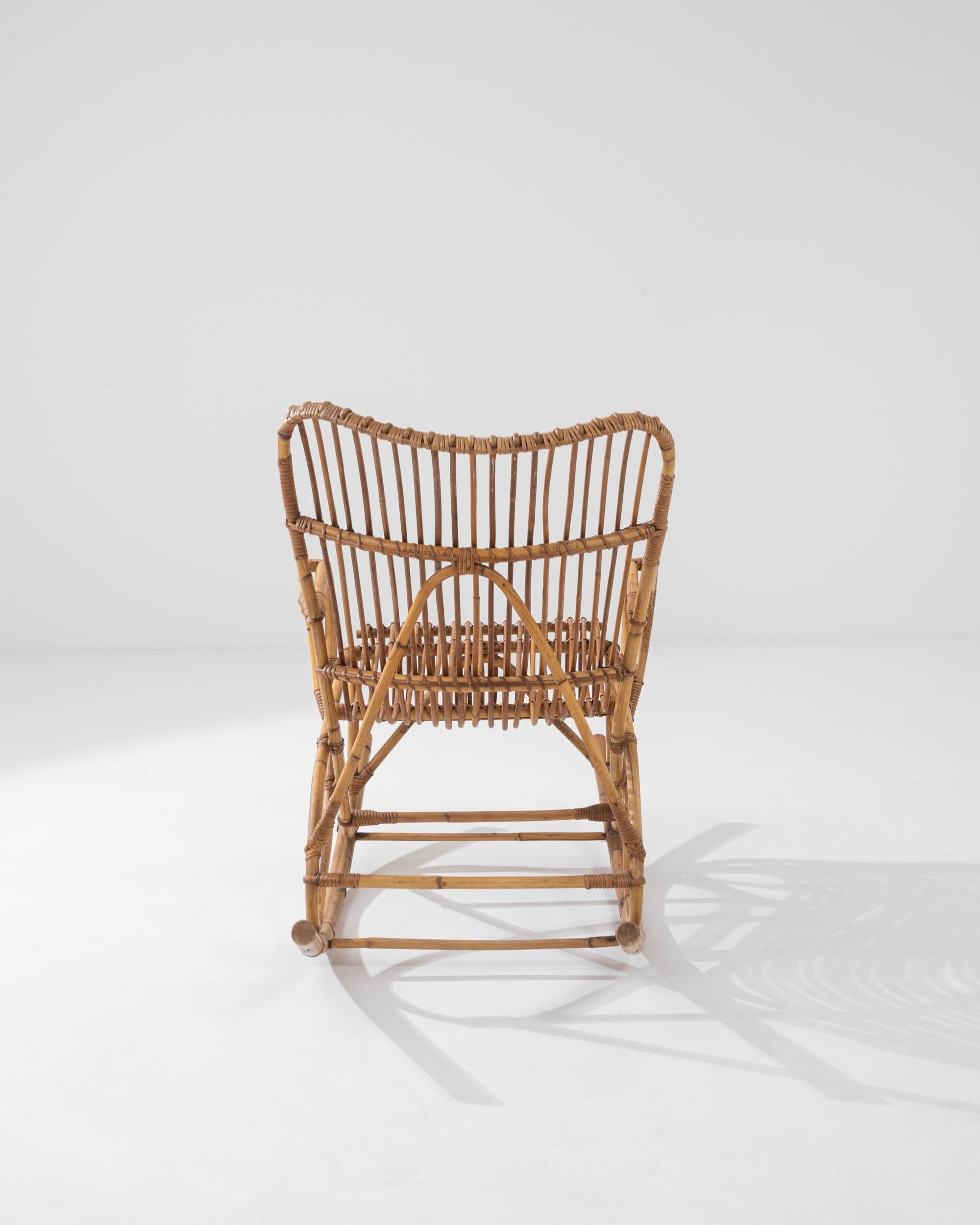 20th Century 1960s French Rattan Rocking Chair