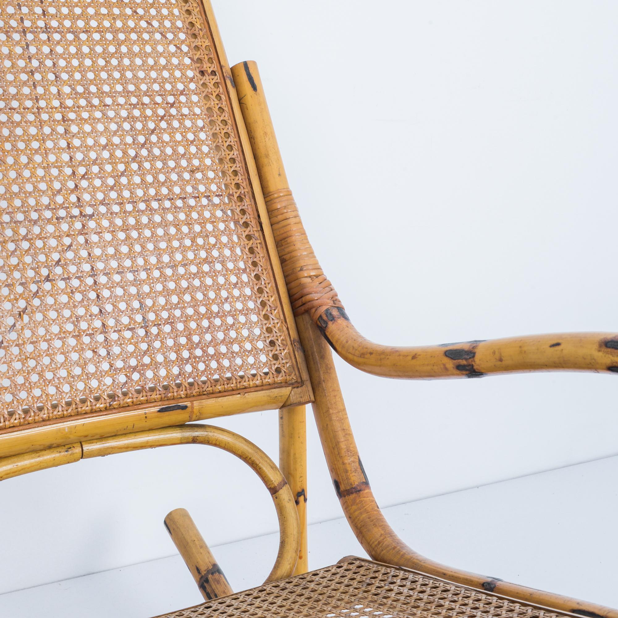 Mid-20th Century 1960s French Rattan Rocking Chair