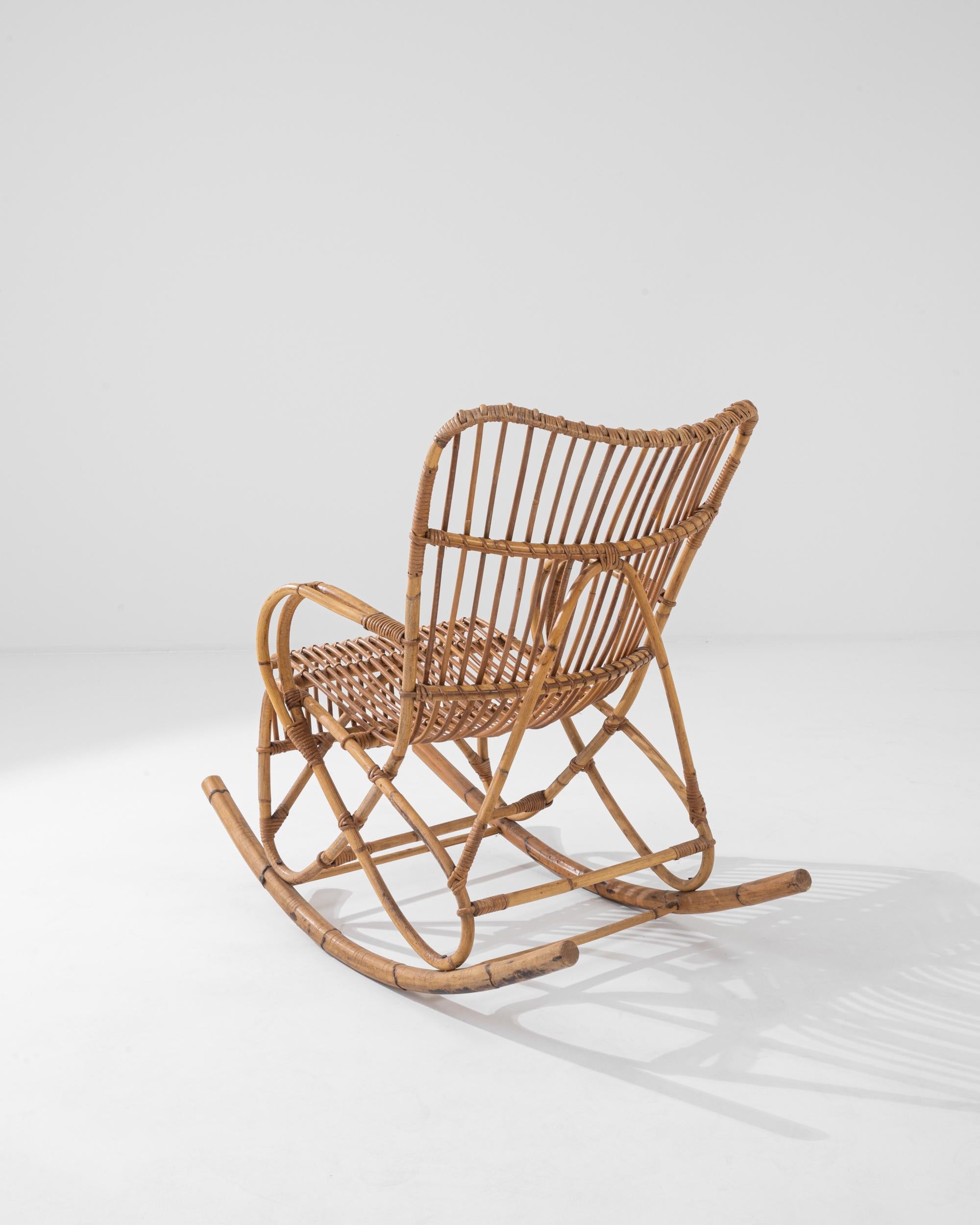 1960s French Rattan Rocking Chair 1