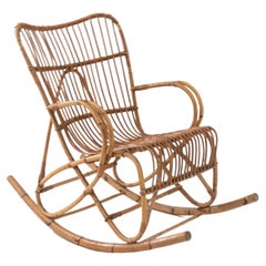 Vintage 1960s French Rattan Rocking Chair