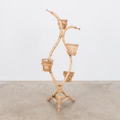 1960s French Rattan Snake Flower Stand