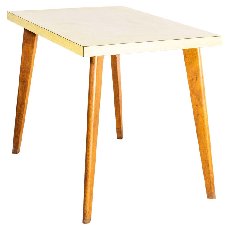 1960's French Rectangular Yellow Kitchen - Dining Table For Sale at 1stDibs