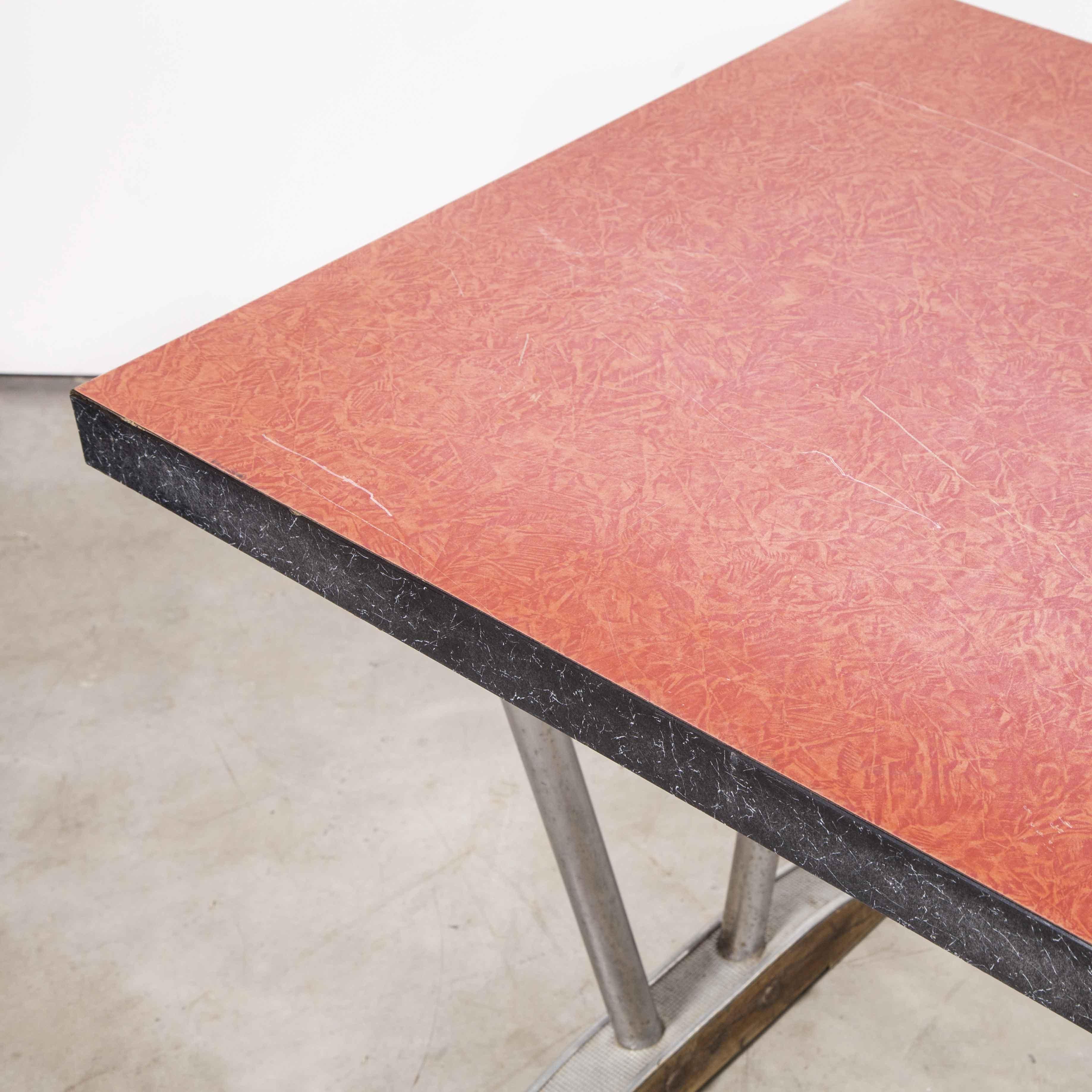 Aluminum 1960’s French Red Laminate Dining Table with Aluminium Base, 'Model 780.2'