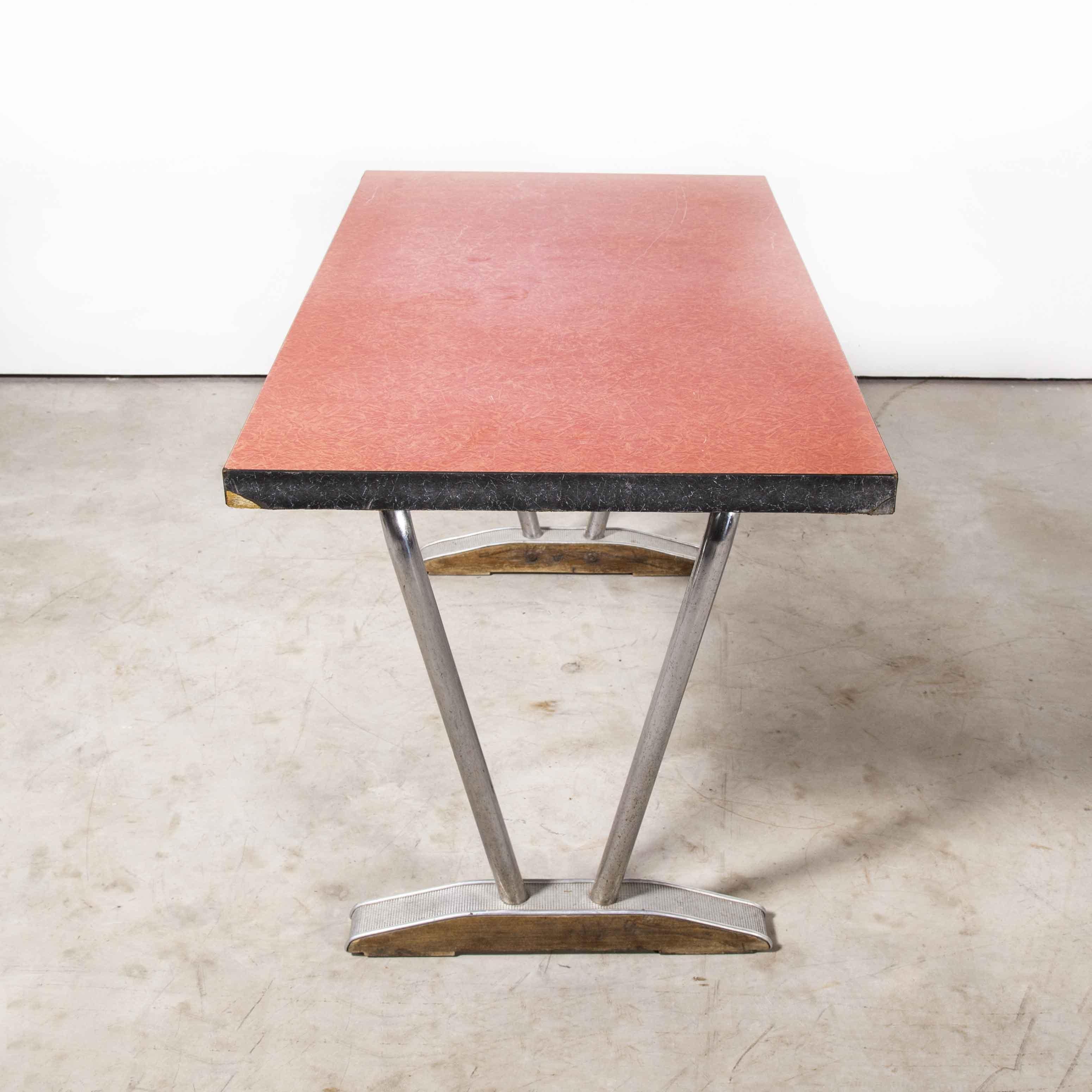 1960’s French Red Laminate Dining Table with Aluminium Base, 'Model 780.2' 3