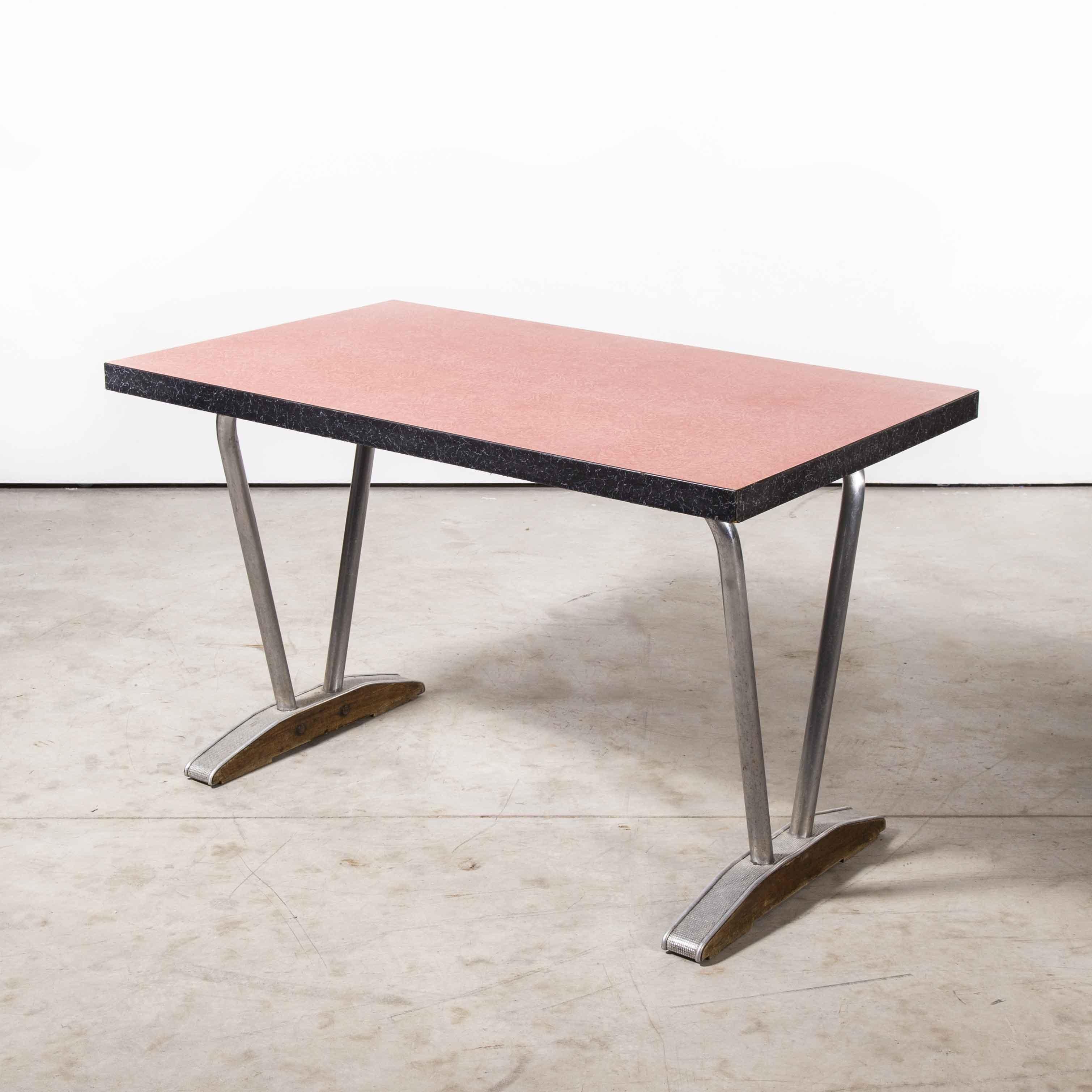 1960’s French Red Laminate Dining Table with Aluminium Base, Rectangular For Sale 6