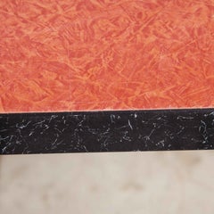 1960’s French Red Laminate Dining Table with Aluminium Base, Rectangular