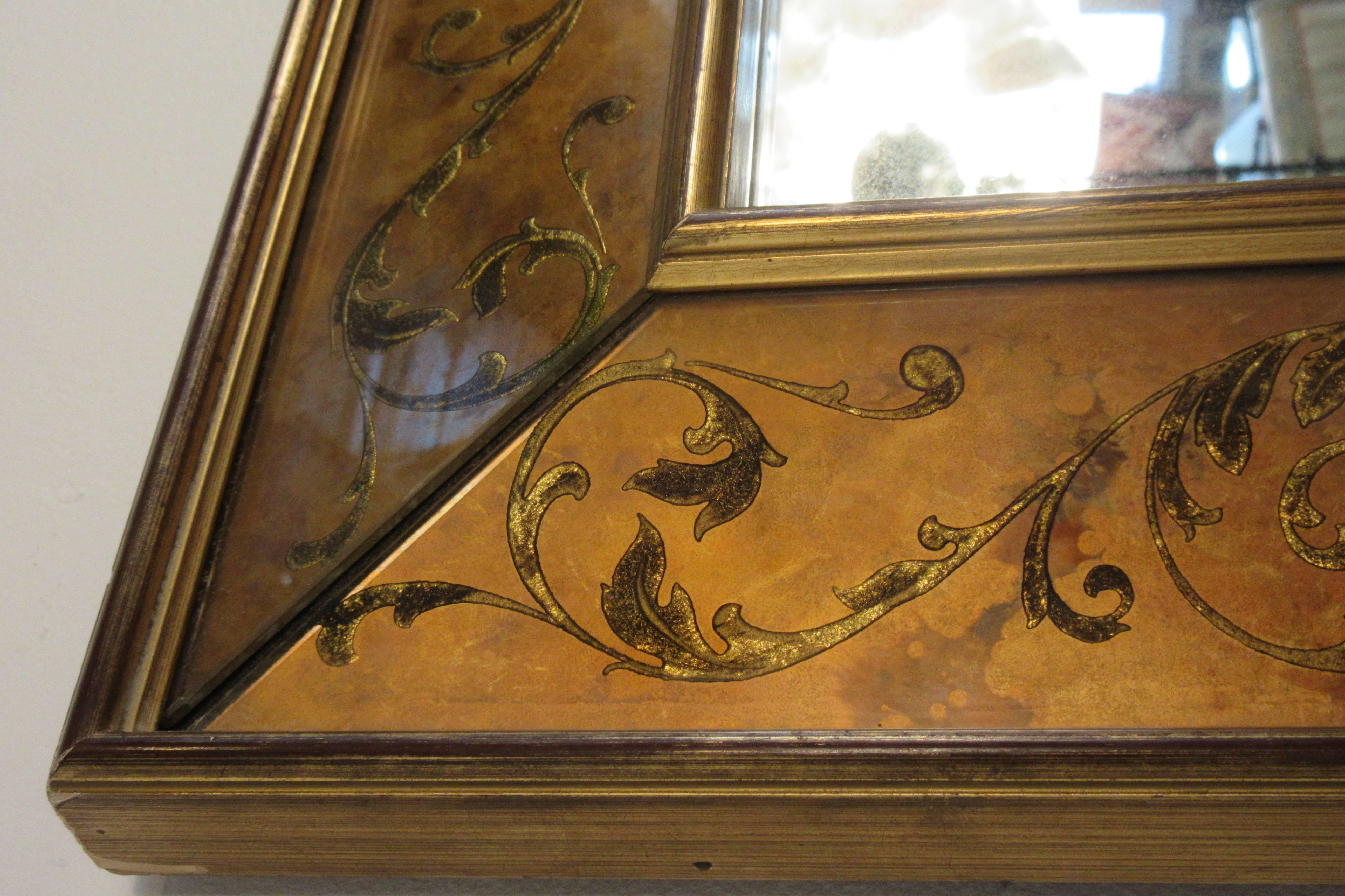 1960s French Reverse Painted Mirror In Good Condition For Sale In Tarrytown, NY
