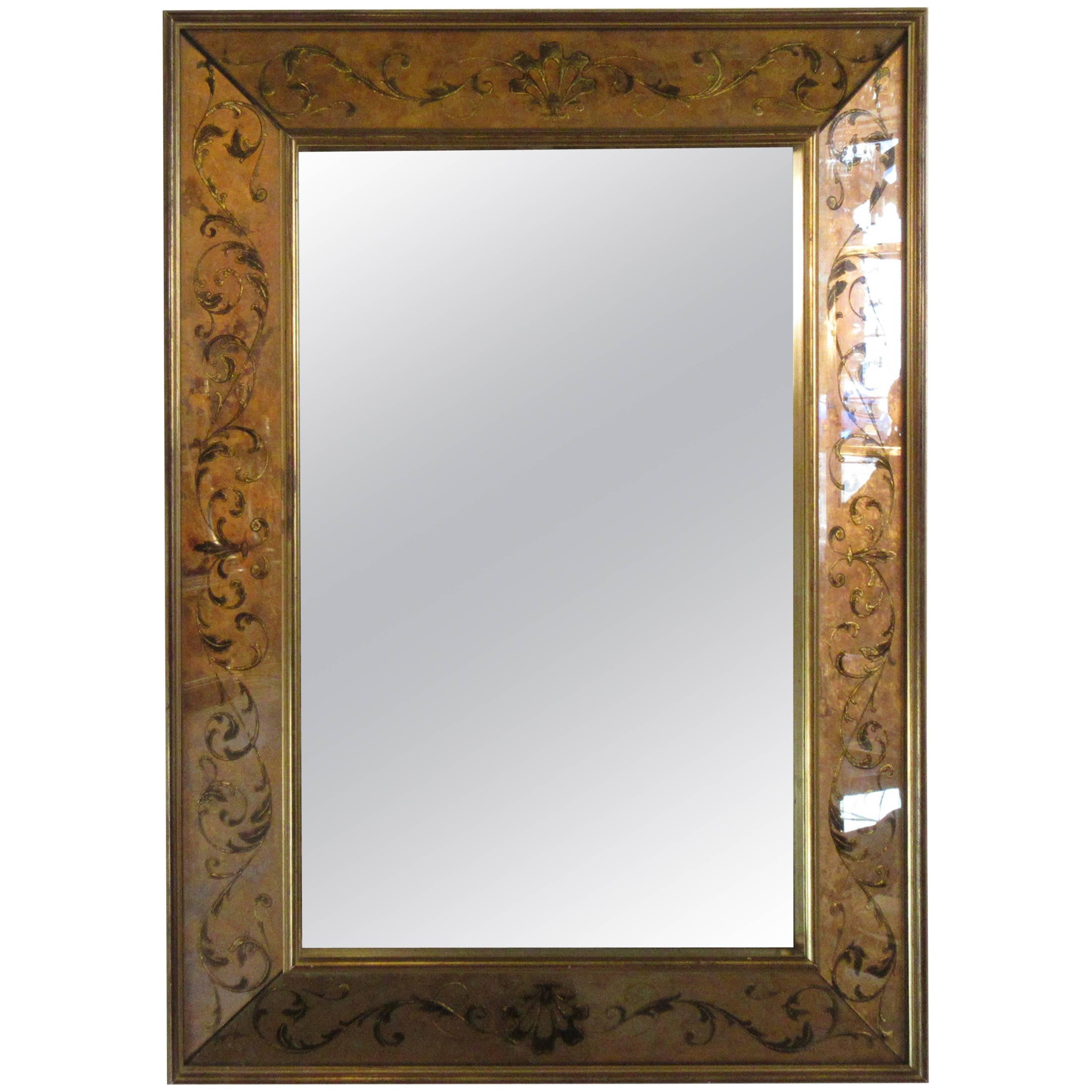 1960s French Reverse Painted Mirror