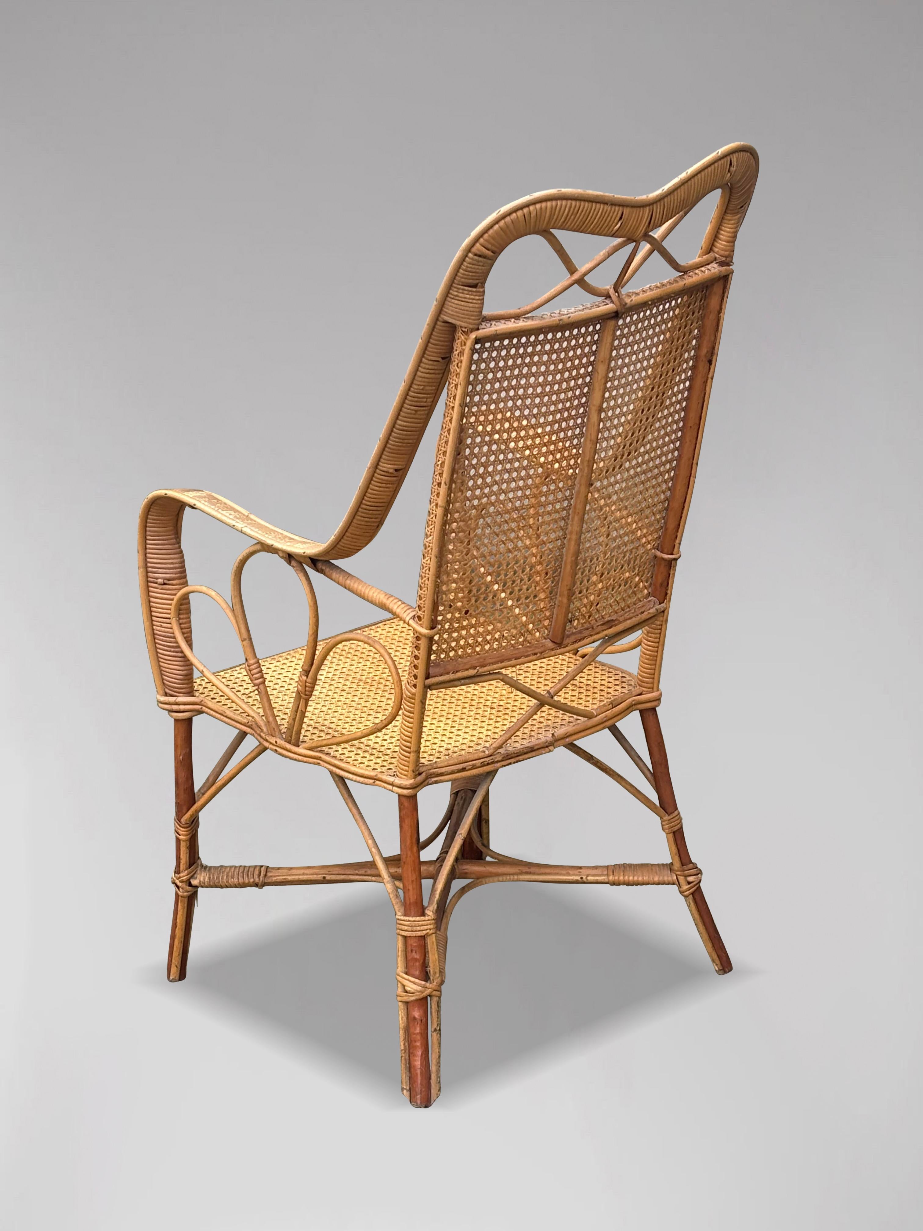 Sillón de bambú y ratán de la Riviera francesa de los años 60 en venta 1