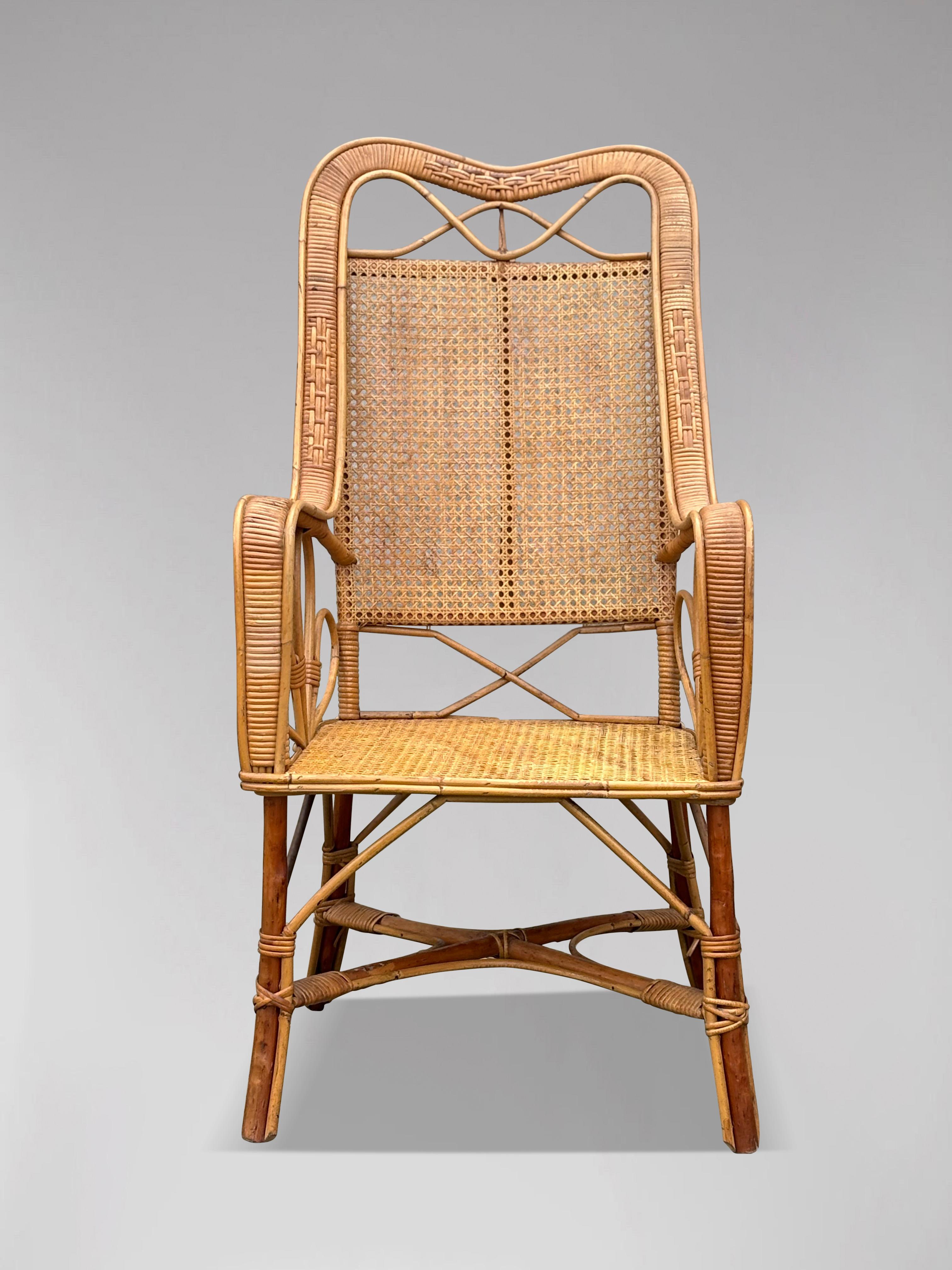 Sillón de bambú y ratán de la Riviera francesa de los años 60 en venta 2